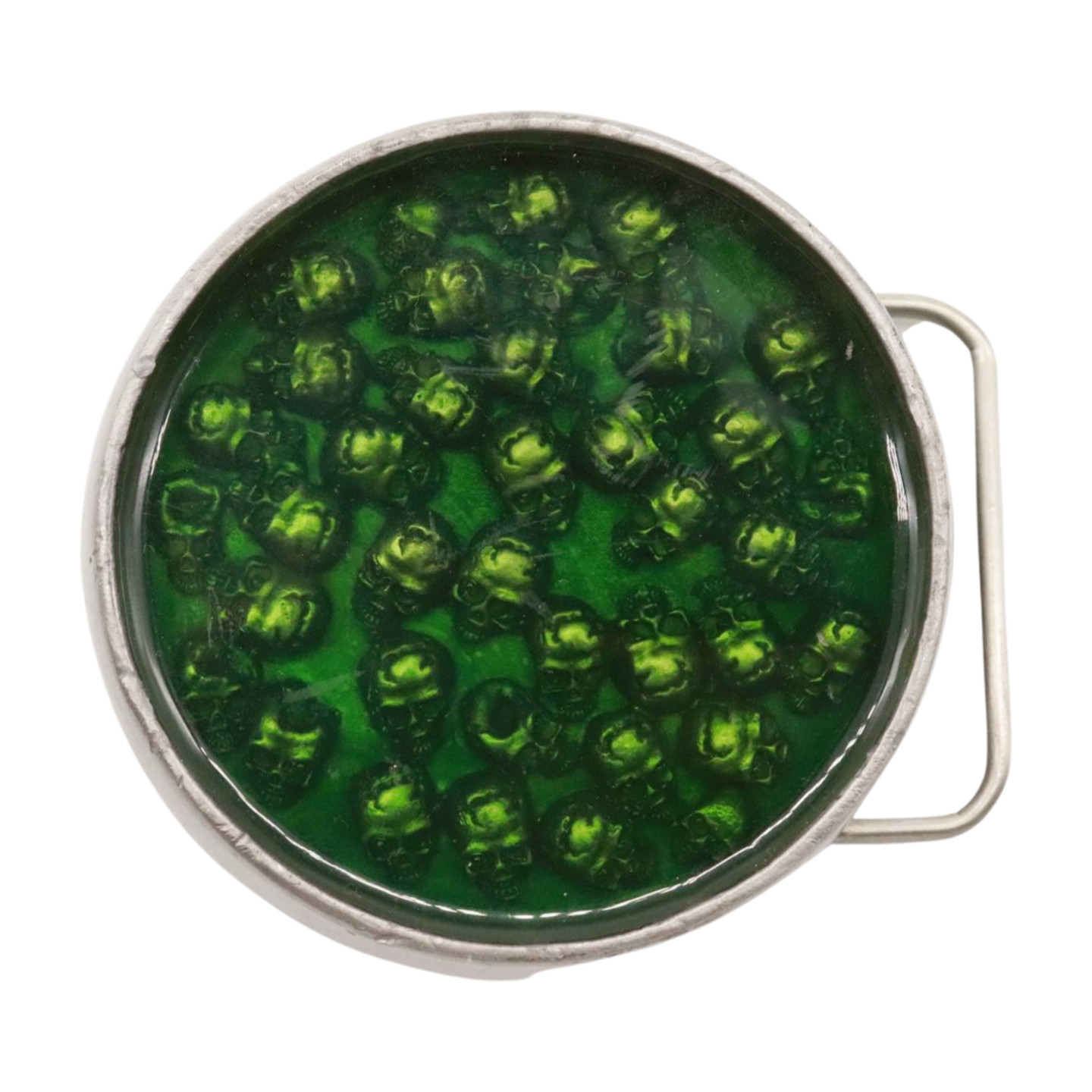 New Men Women Silver Metal Belt Buckle Skulls Biker Western Fashion Green Color