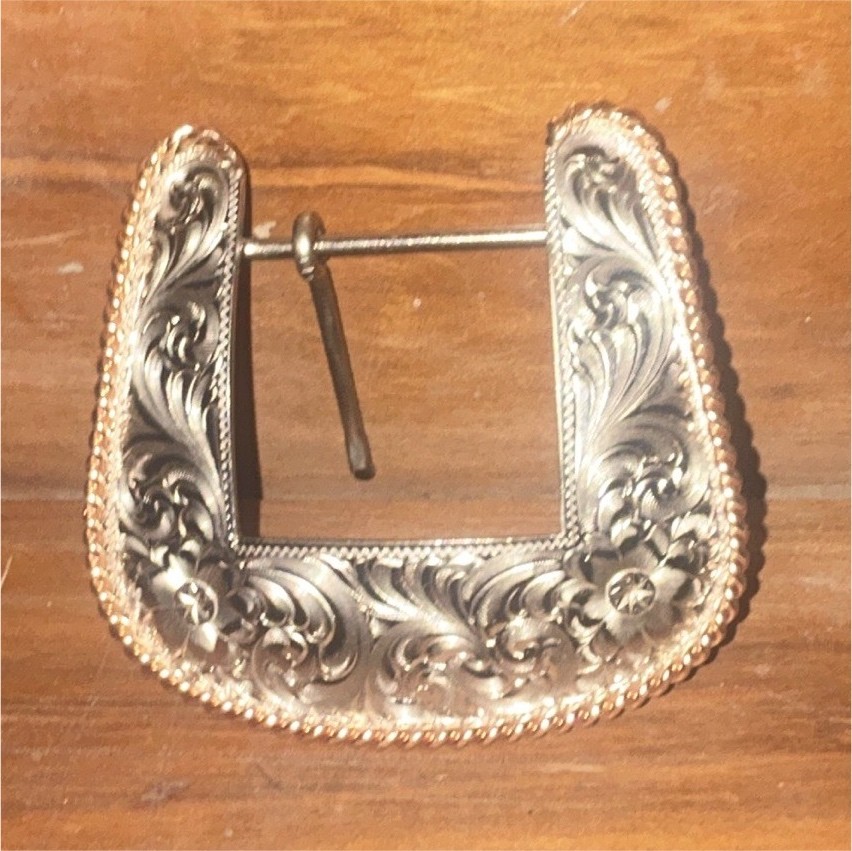 Montana Silversmiths German Silver Western Floral Scroll Engraved Belt Buckle