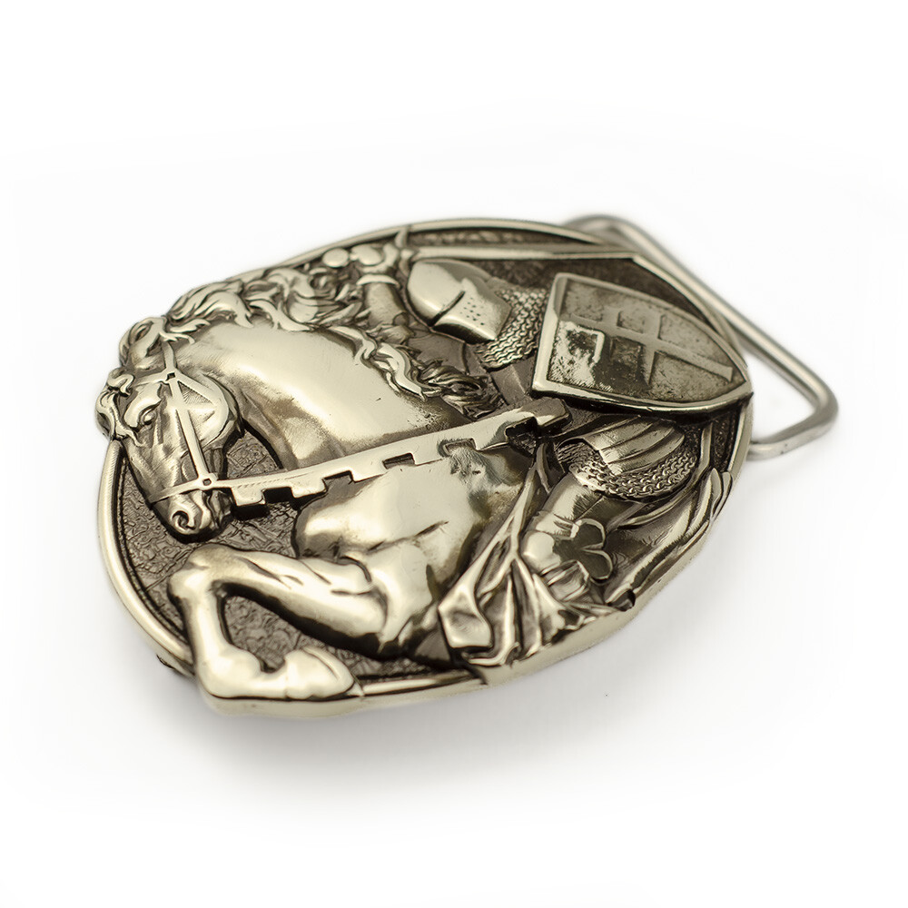 German silver belt buckle Fighting Knight Medieval military german silver buckle