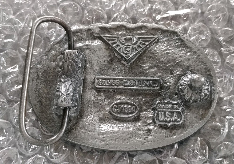MASON MASONIC SQUARE COMPASS BLUE LODGE G BELT BUCKLE MADE IN USA C&J INC 1985