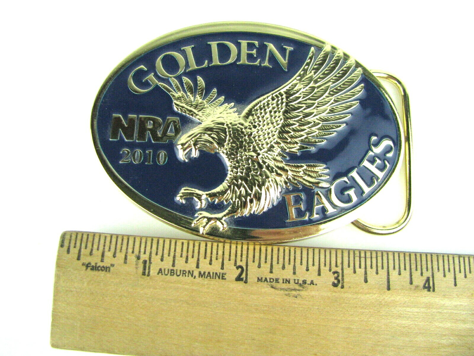 NRA GOLDEN EAGLES BELT BUCKLE – Pristine Condition -IN THE BOX 2010