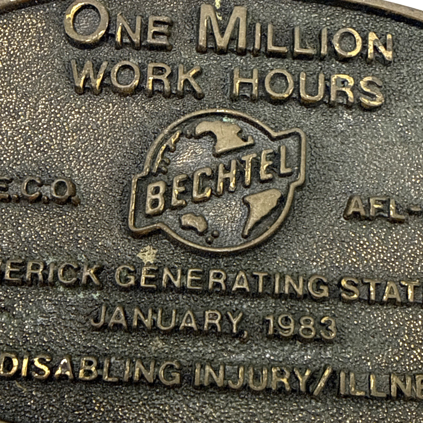 Vintage 1983 LIMERICK Generating Station Bechtel AFL-CIO Belt Buckle BTS Safety