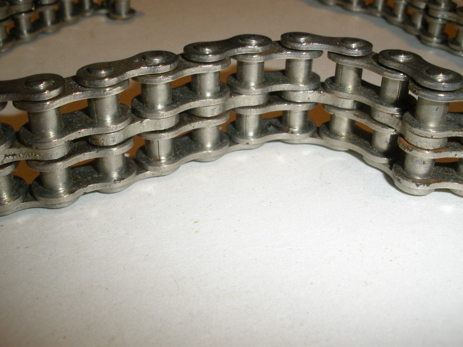 Vintage Motorcycle Chain Belt With Etched Buckle 34&Prime; end to end including buckle