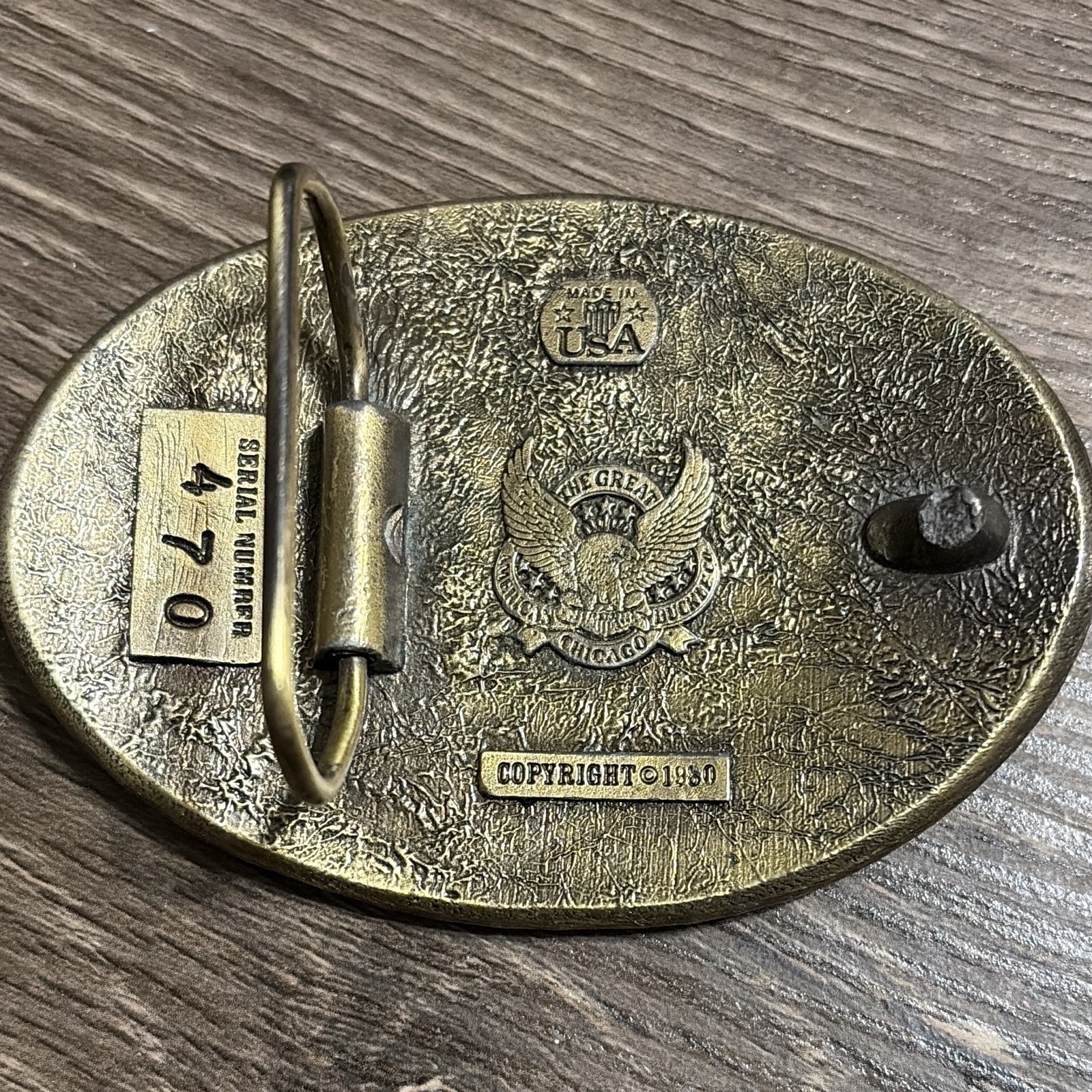Vintage Brass Great American Buckle Co Engraved Bird Scene Western Belt Buckle