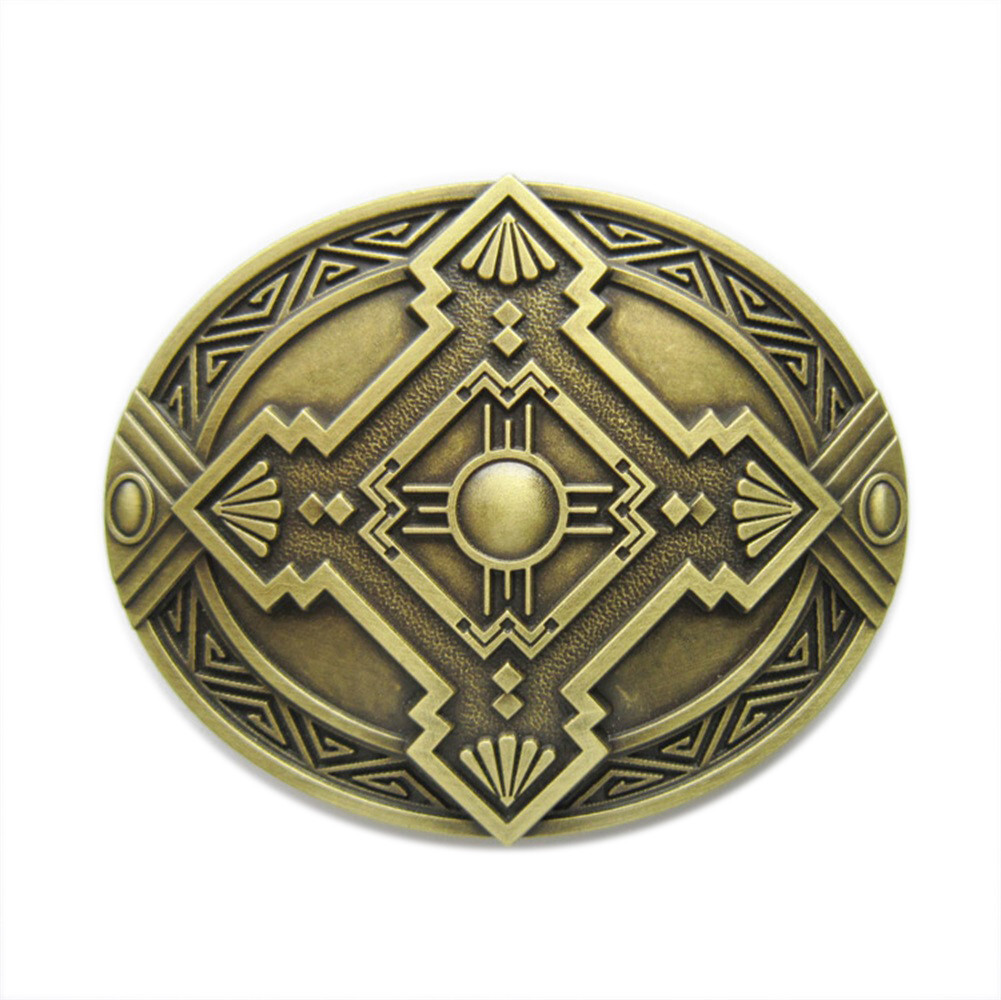 Vintage Bronze Plated Cross Celtic Knot Oval Southwest Belt Bucke US Stock