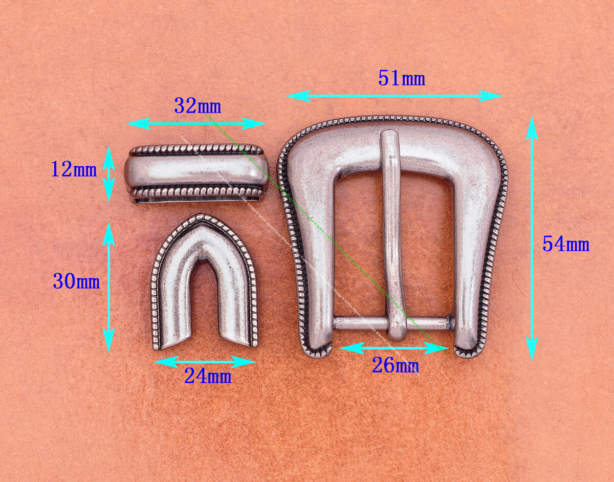 Classic Antique Silver Western Rope Side Belt Buckle Set Fits 25mm Belt Strap