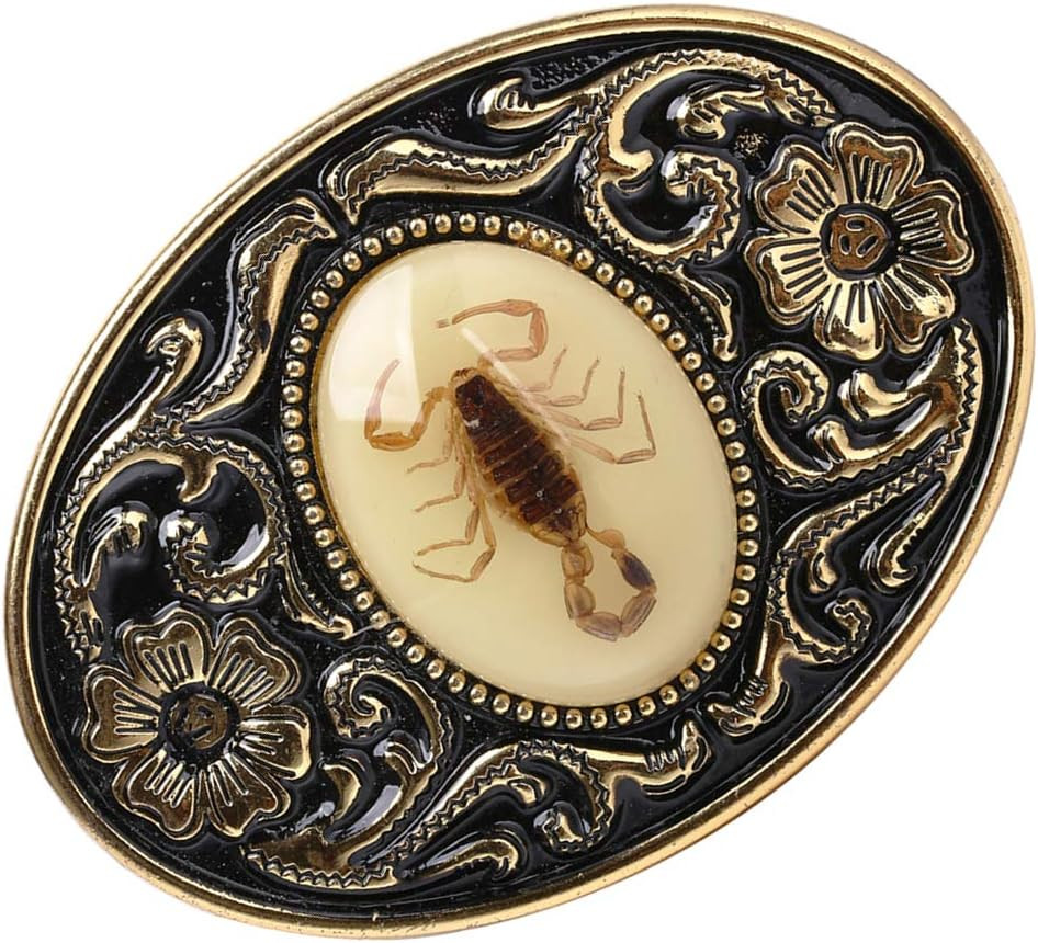 Belt Buckle for Men- Unique Luminous Stone Native American White 3D Scorpion …