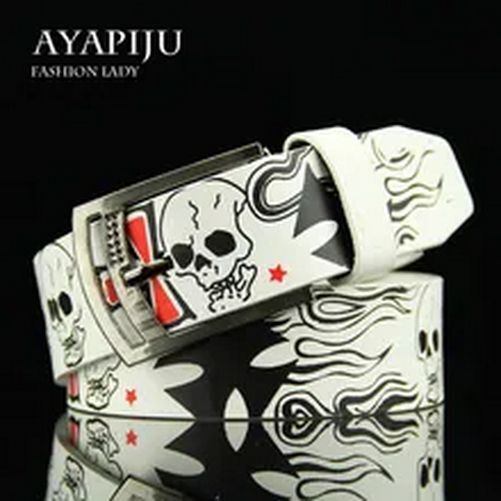 Skull Buckle Belt-Skeleton Pattern Pin Belts Punk Style Fashion Casual Waistband