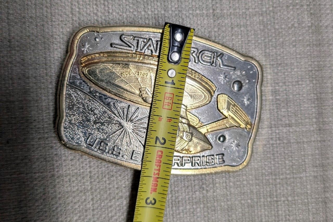 vintage STAR TREK belt buckle 24KT gold USS ENTERPRISE genuine silver WESTERN