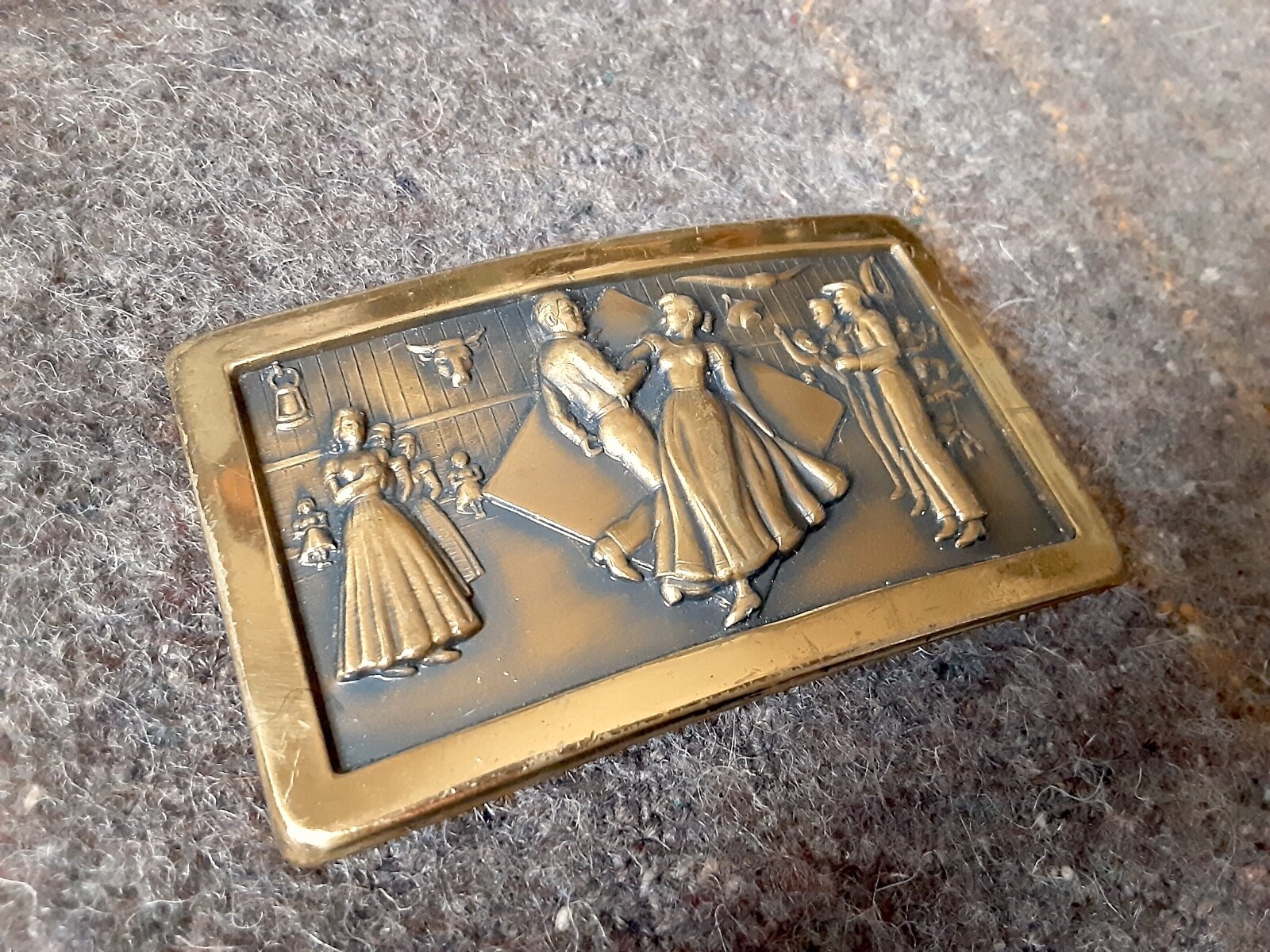 vintage Copper? Belt Buckle western cowboy Square Dancing Hoedown