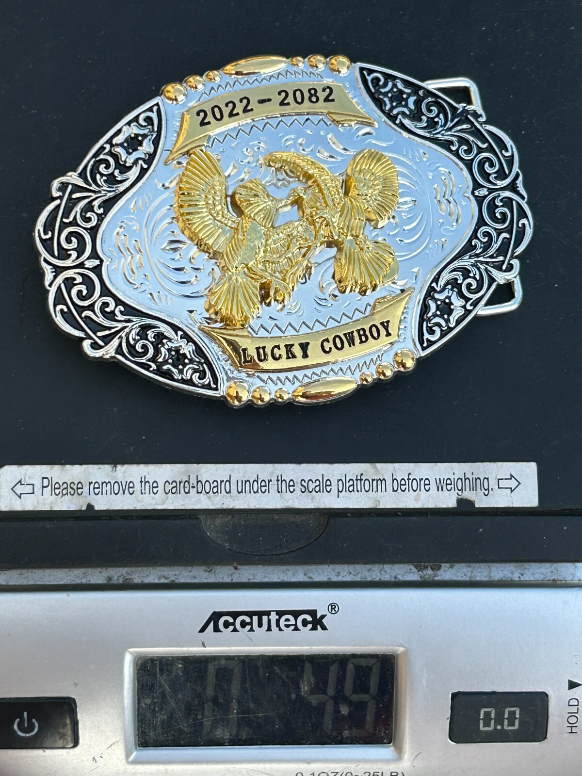 Western Buckle Gold Black Silver Roosters Cowboy 2 »Buckle Hebilla Vaquero Gallo