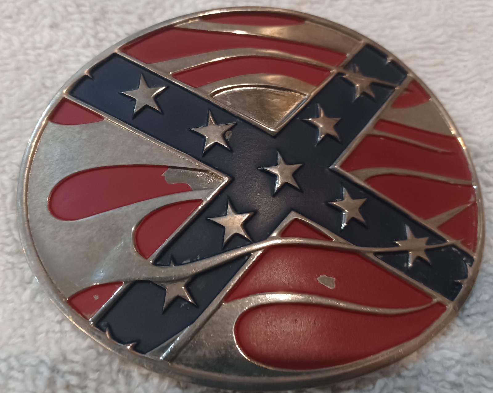 Belt Buckle Flag & Flames