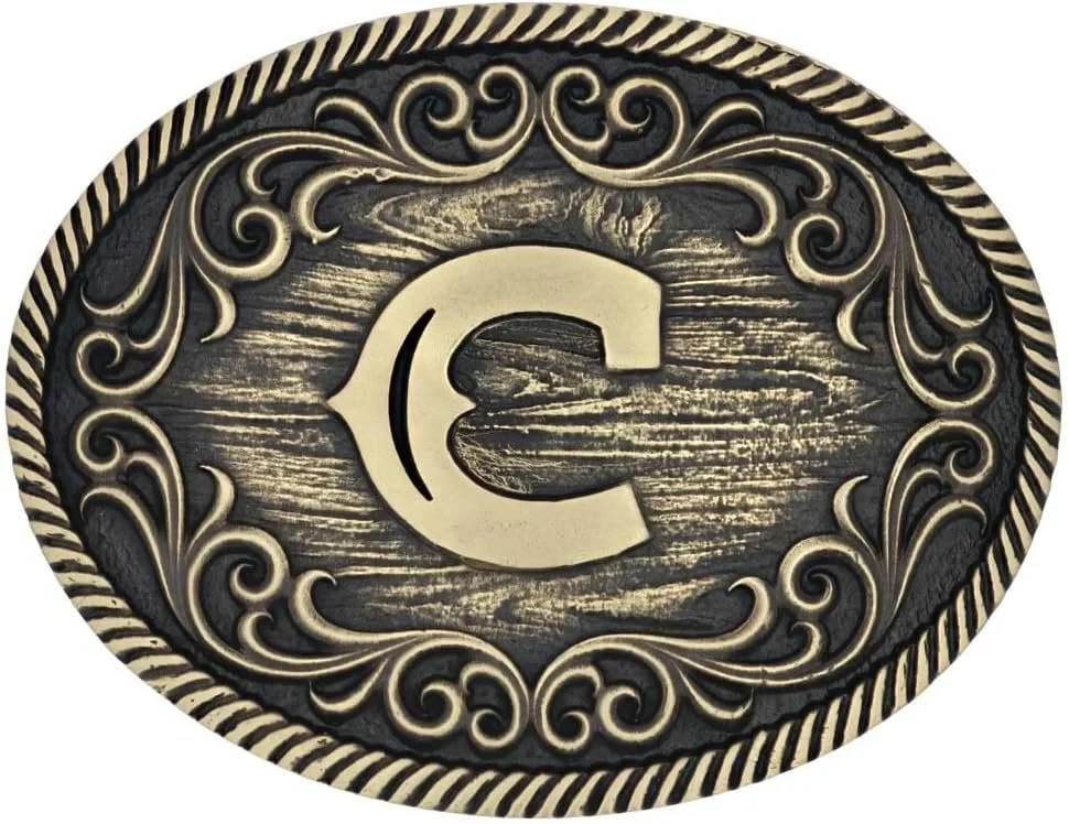 Montana Silversmiths Filigree Initial Attitude Belt Buckle