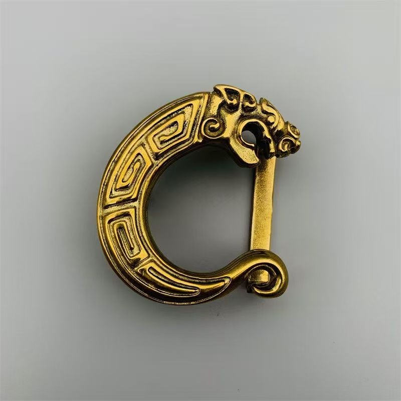 Dragon patterned belt buckle, pure copper smooth buckle accessory, brass
