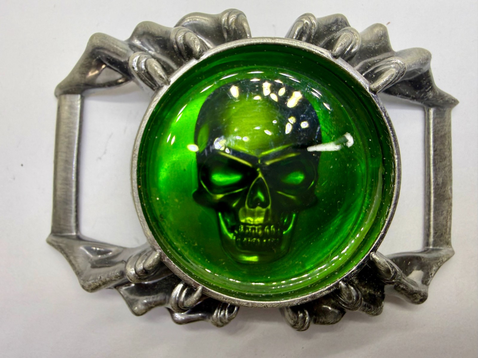 Alchemy Gothic Soul of Agrippa Skull Green Enameled Belt Buckle