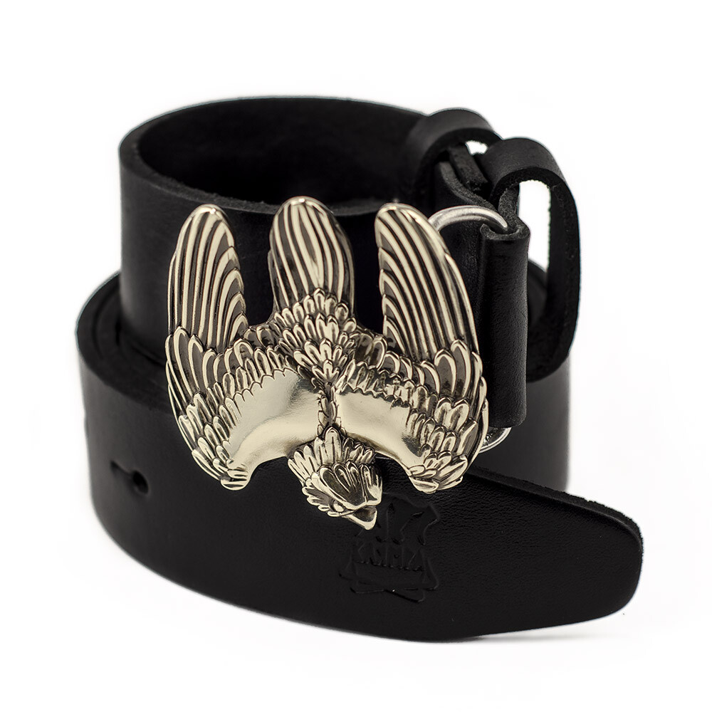 German silver belt buckle Fighting Falcon, Hunting falcon sculptural belt buckle