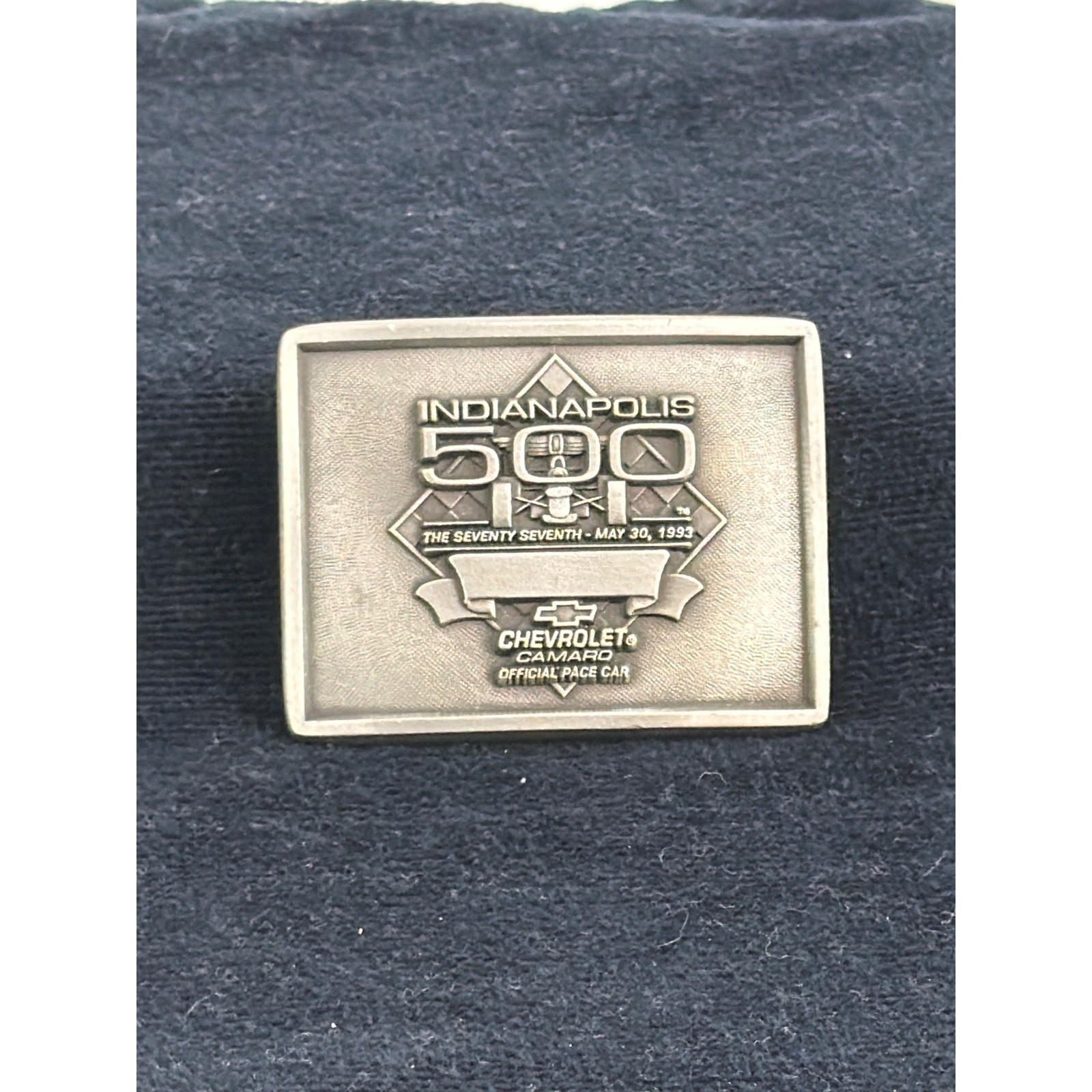 Vtg 1993 Indianapolis 500 Chevrolet Camaro Pace Car Pewter Belt Buckle 226/500