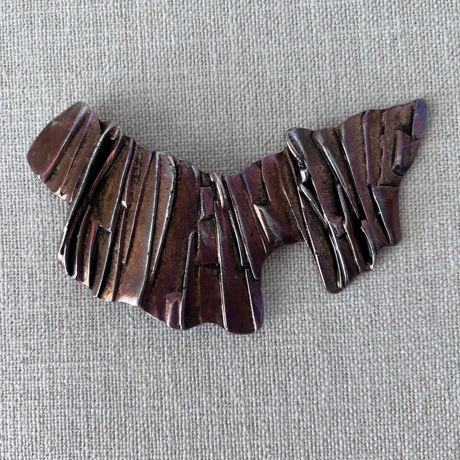 Vintage Copper Abstract Textured Brutalist Belt Buckle Unisex Adults ~5 in