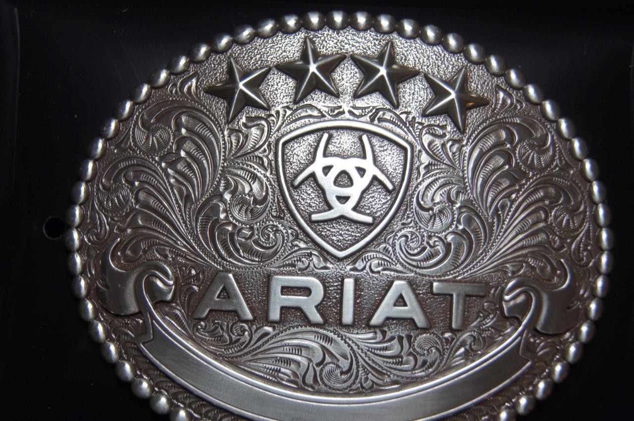 Ariat Western Belt Oval Buckle Stars Logo Silver A37061