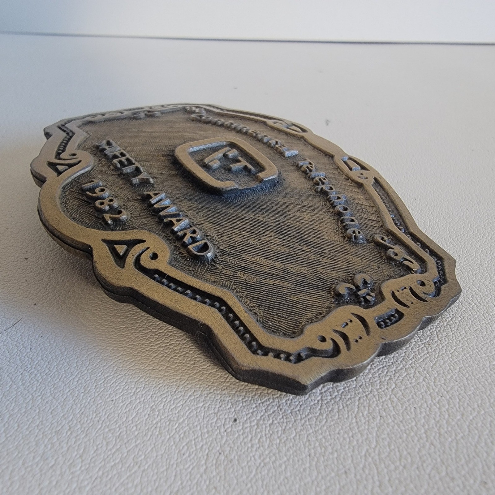 Vntg Brass Belt Buckle Continental Telephone Safety Award 1982 Mens Collectible