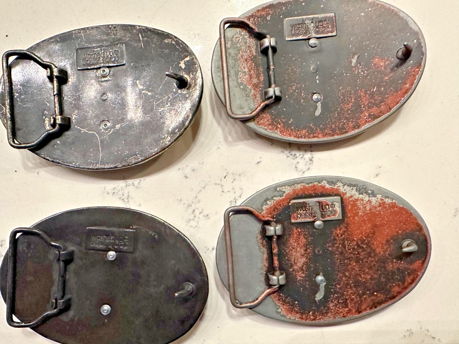 LOT OF 4 Washed Up Hollywood 1.75&Prime; Lion Fleur Heraldic WUH Belt Buckle, unused!
