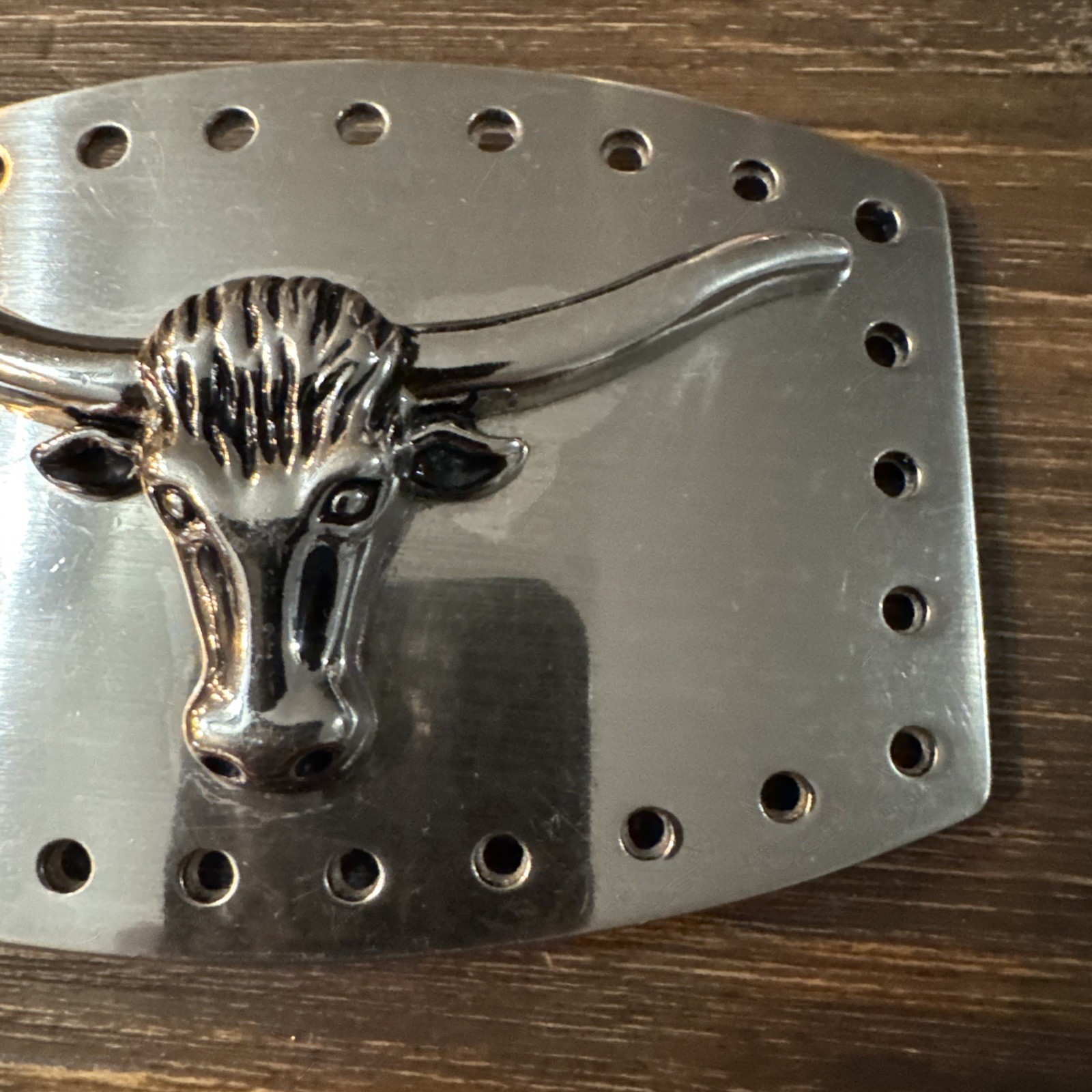 Longhorn Steer Silver Tone Belt Buckle Unbranded 2.75 X 4.25 Inches Use Wear