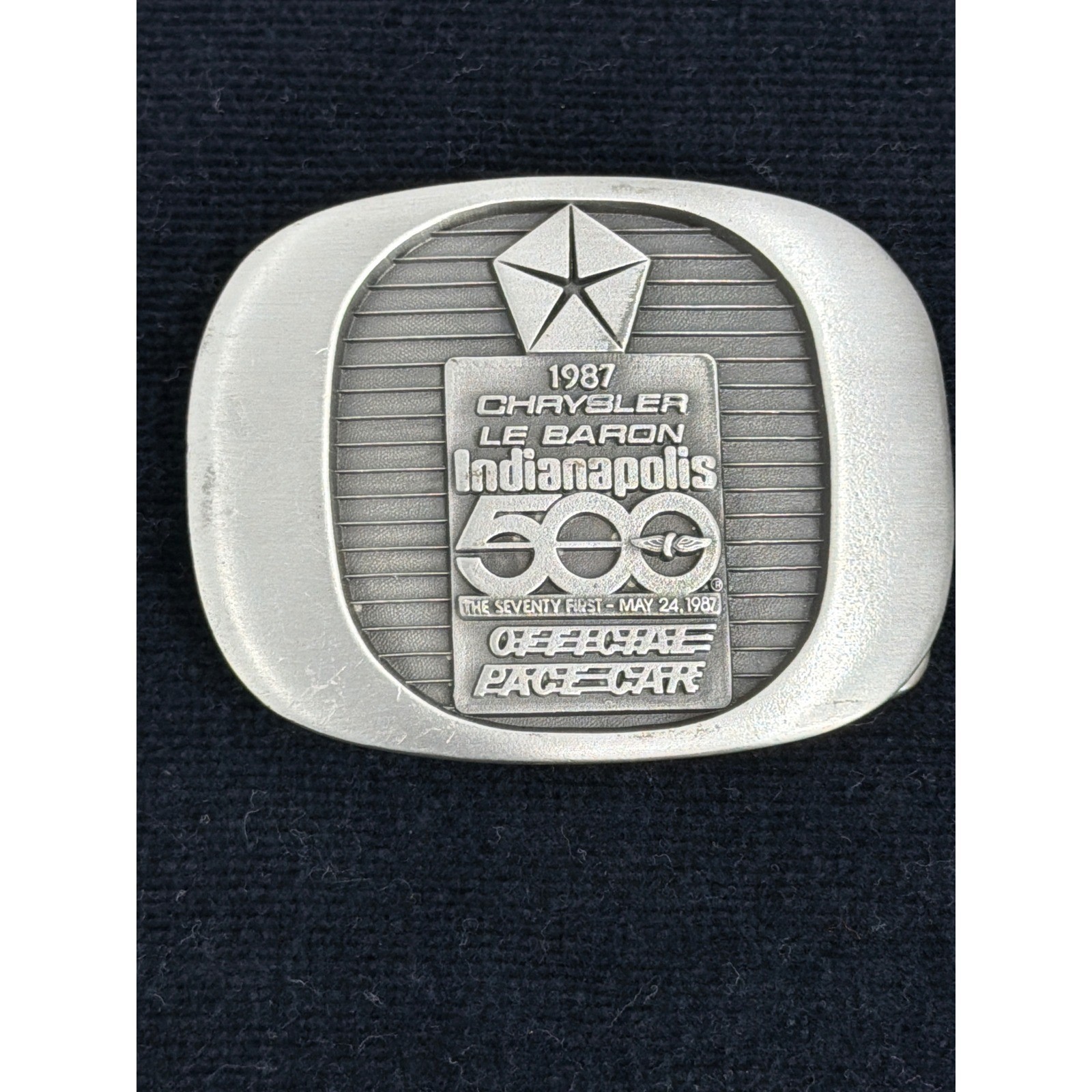1987 Chrysler LeBaron Indy 500 Official Pace Car Pewter Belt Buckle 62/500