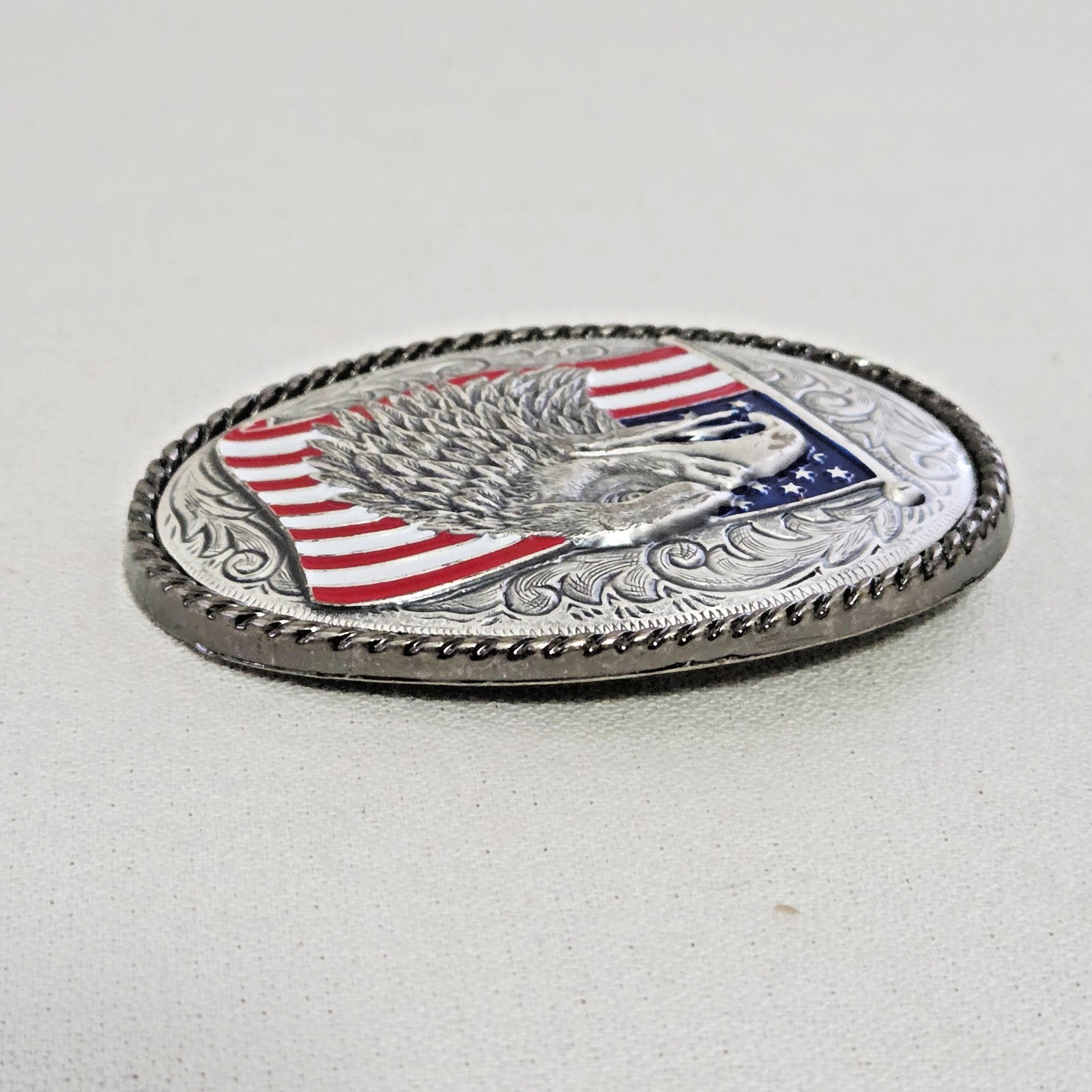 Ivan Belt Buckle – American Flag and Eagle (has wear) made in Taiwan