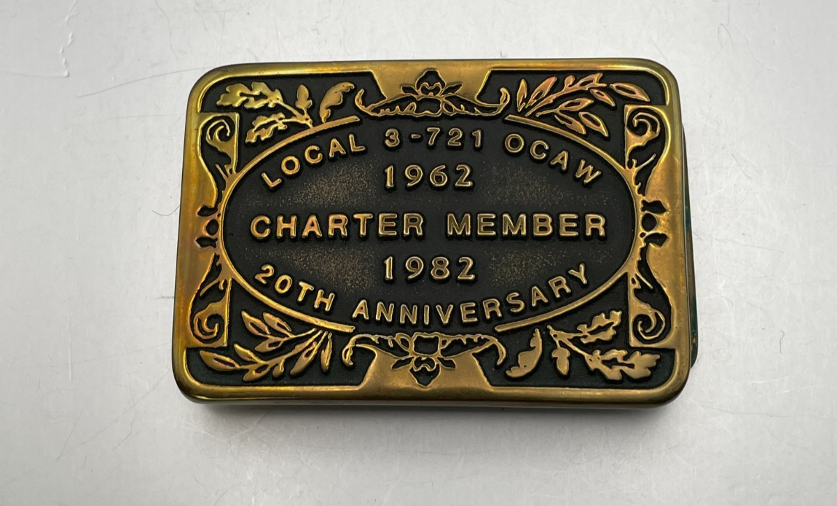 Vintage Belt Buckle Mens Brass Local 3-721 OCAW Oil Chemical Atomic Union