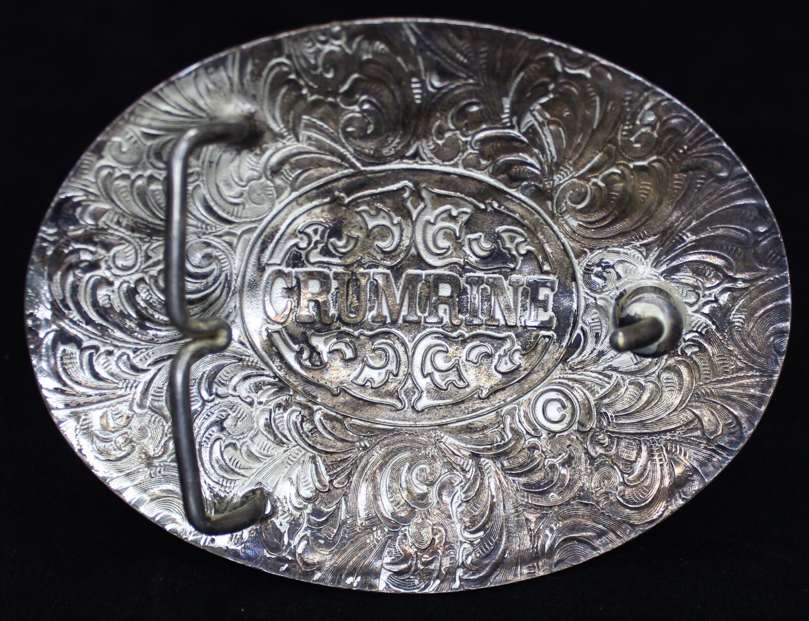 Crumrine Wild Horses Oval Western Belt Buckle Metal Gold Silver