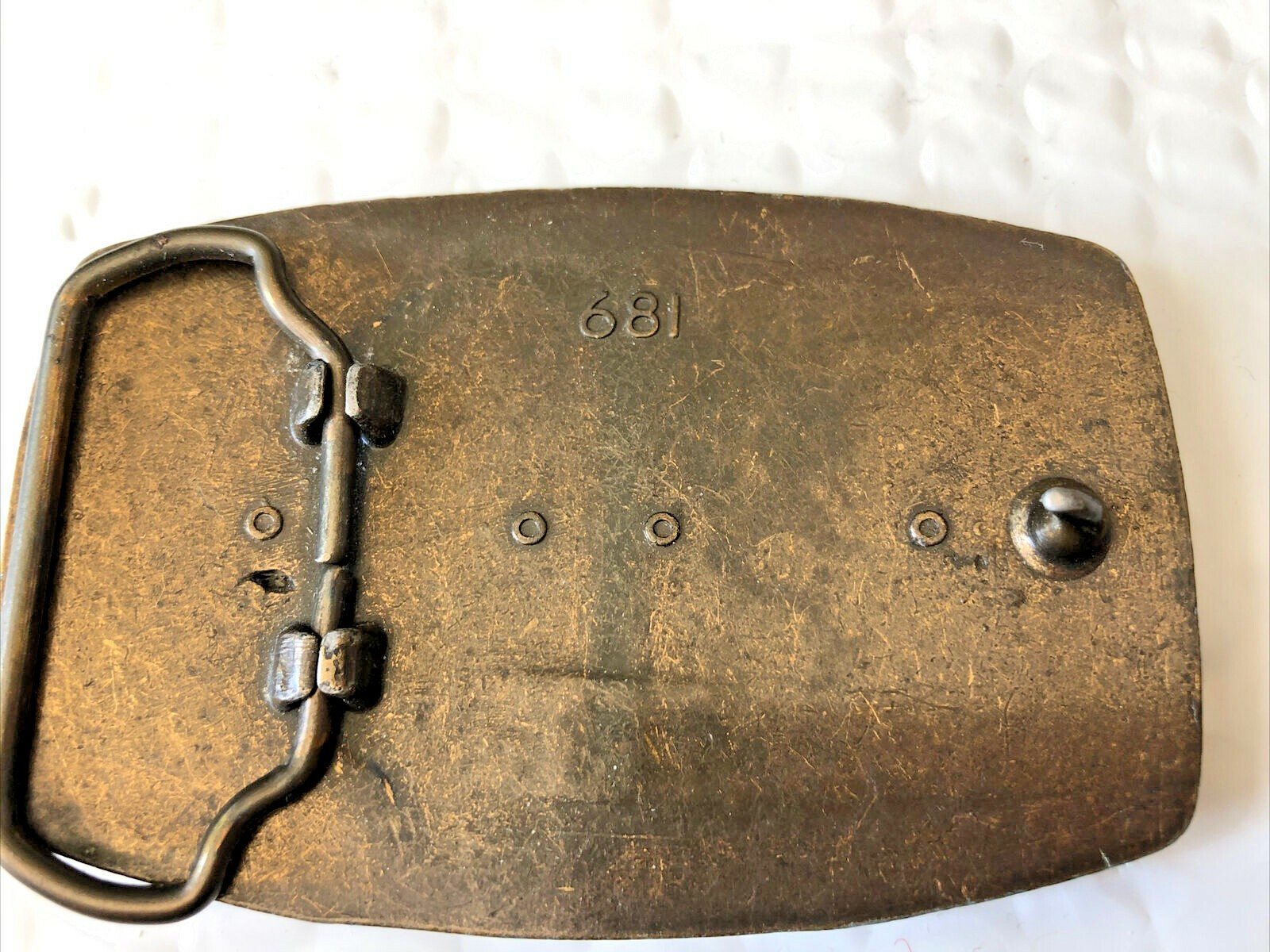 Rectangle Leather and 681 Brass Belt Buckle Horses in a field