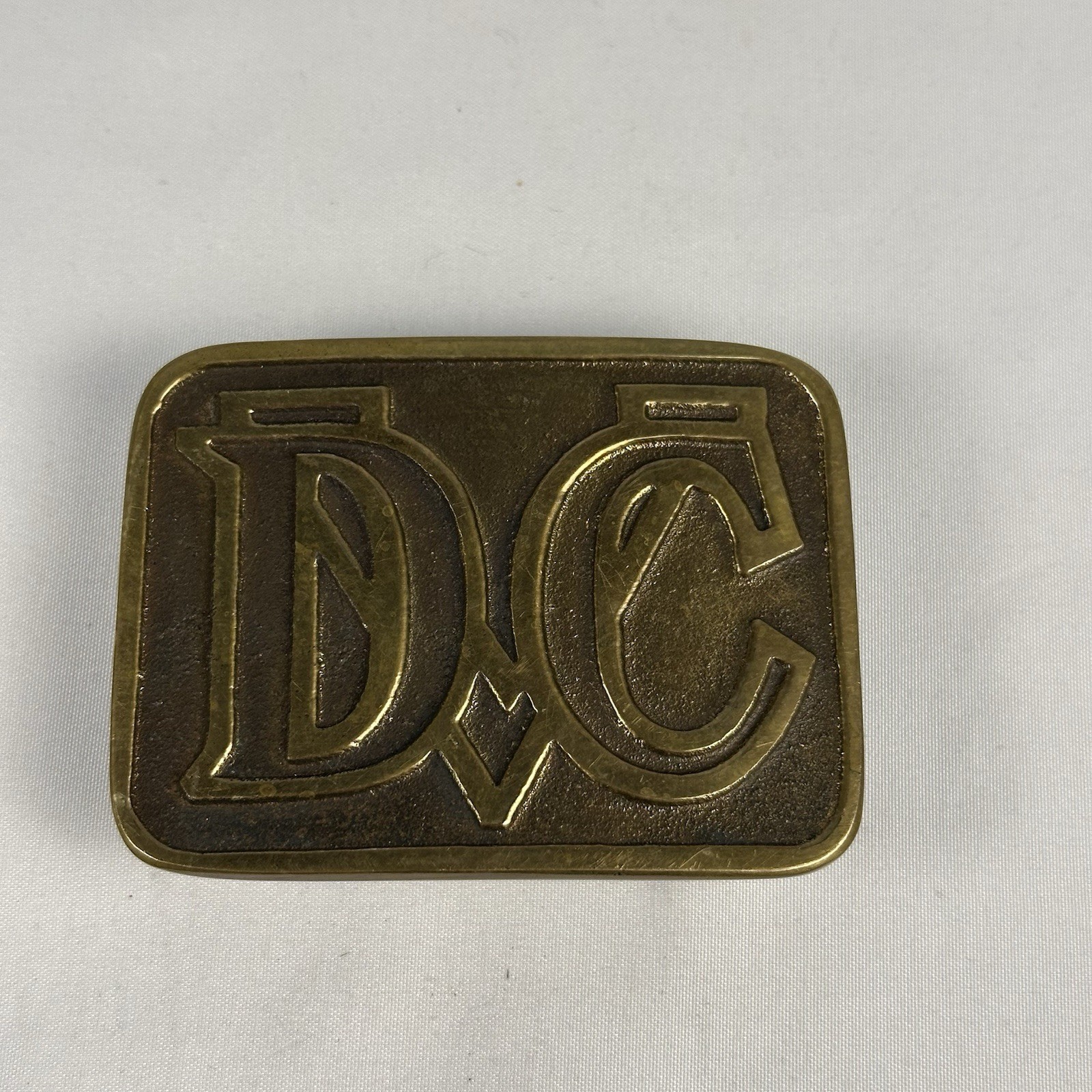 Vintage Dee Cee Brand Brass Belt Buckle Washington Manufacturing Workwear