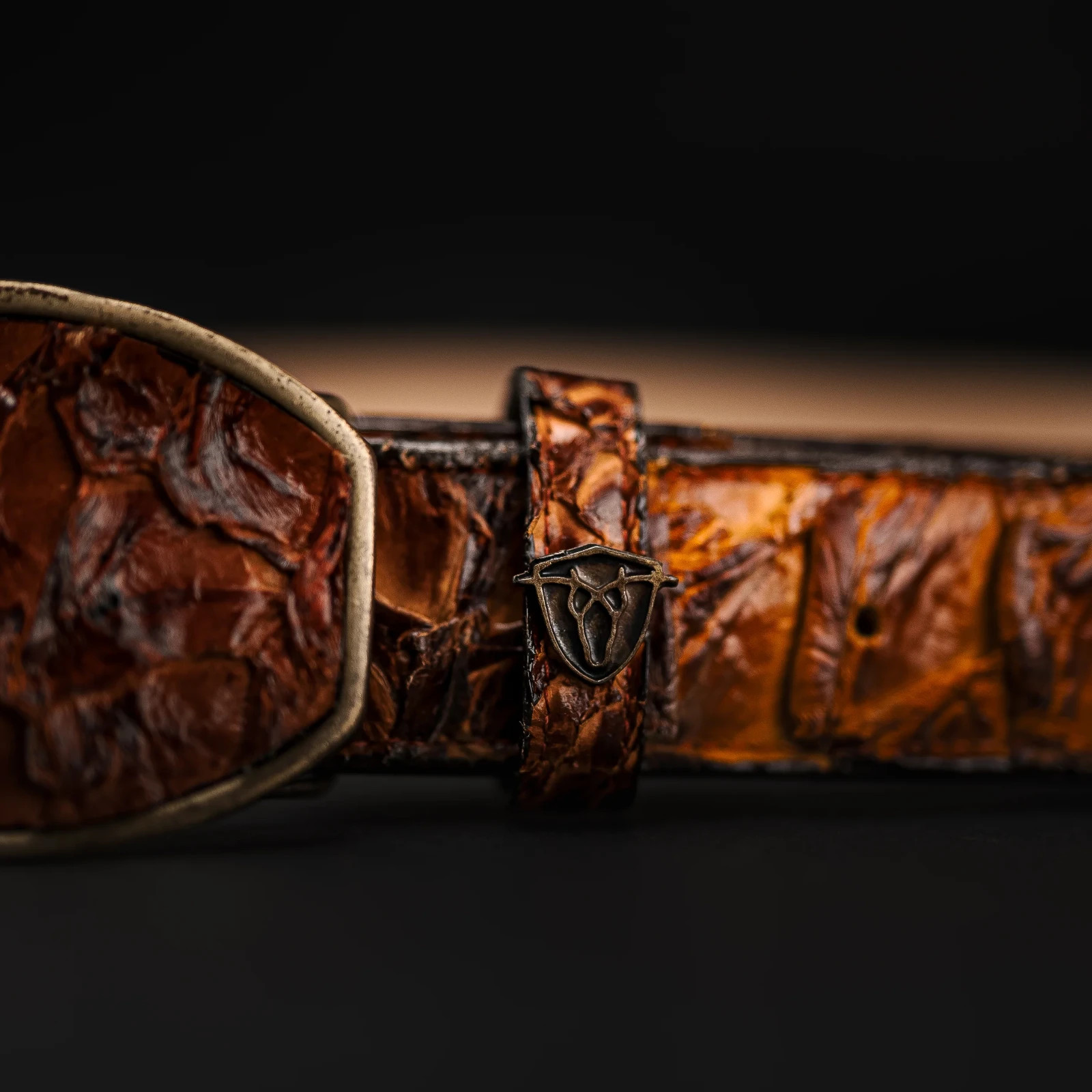 Genuine Exotic Pirarucu Monster Fish Western Belt with Removable Buckle – Cognac