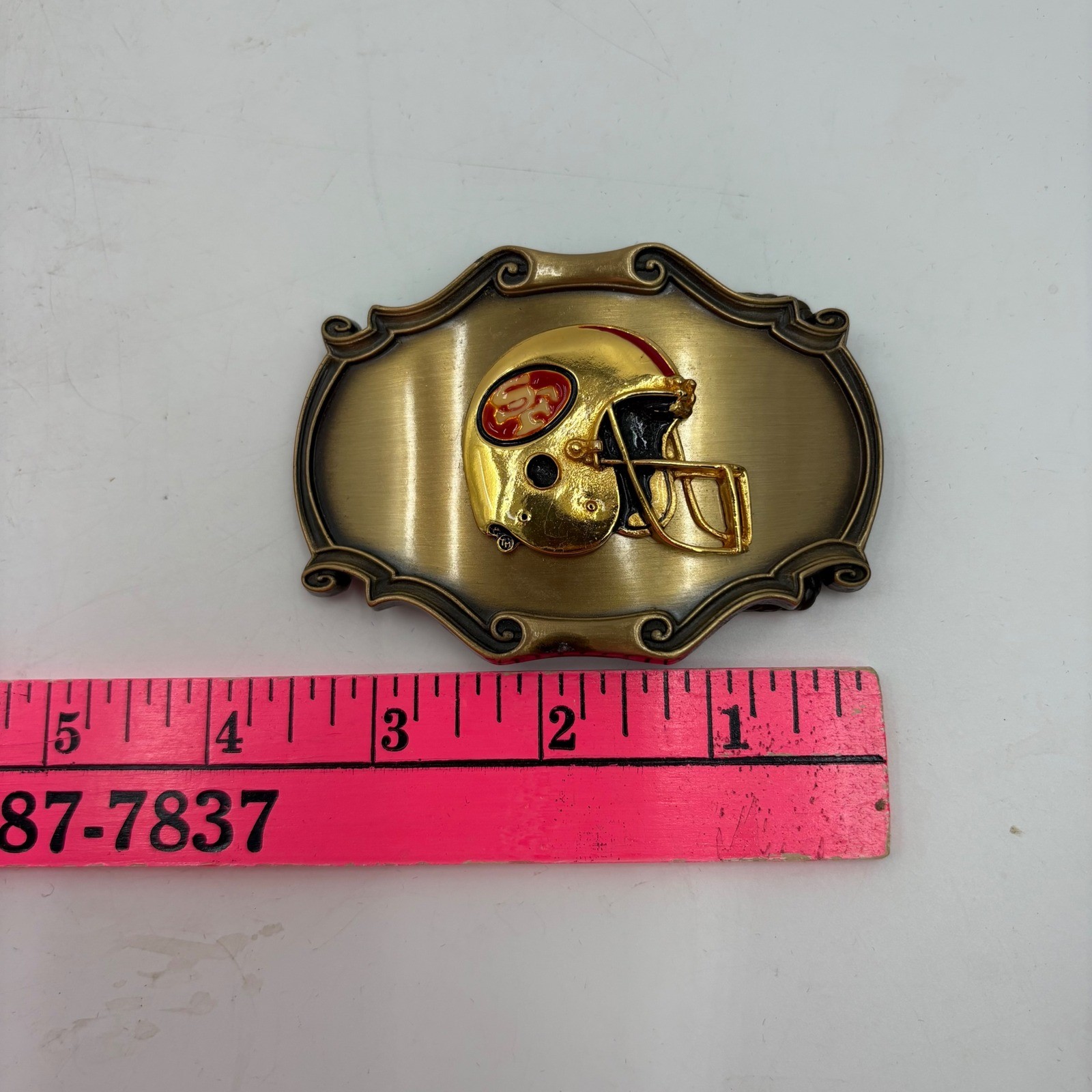 Vintage 1978 San Francisco 49ers Belt Buckle Raintree NFL Football Helmet Gold