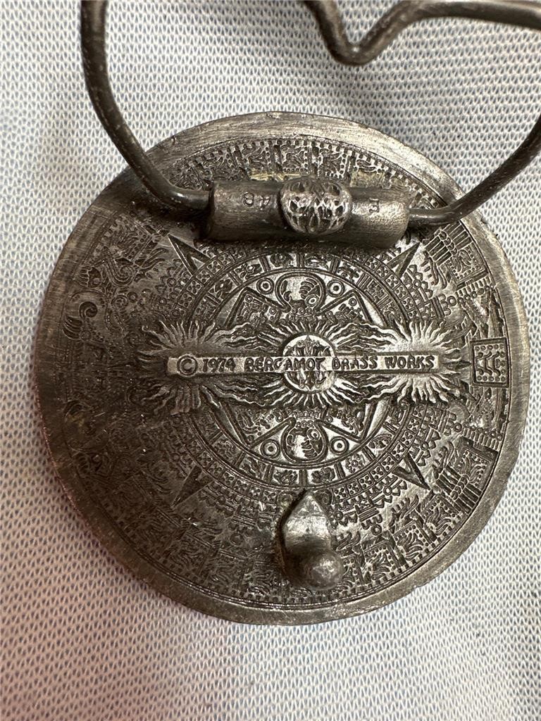 Vintage 1974 Bergamot Brass Works Belt Buckle Mayan Aztec Calendar