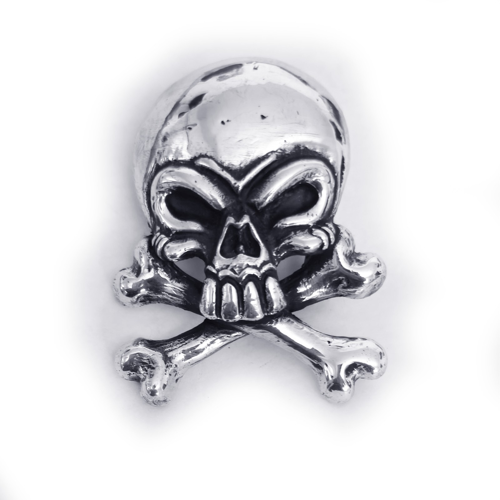 Skull with Crossed Bones Sterling Silver Belt Buckle