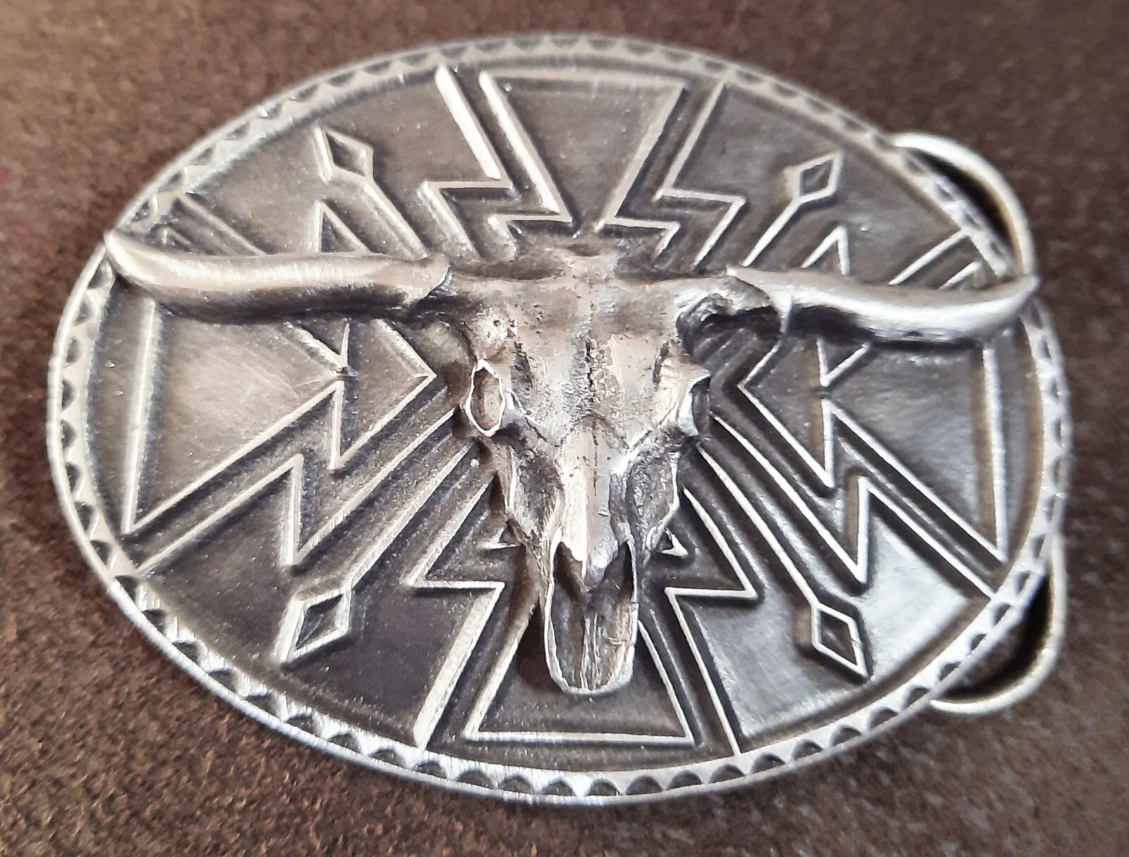 1990&rsquo;s Belt Buckle Buffalo Skull/Head Silverstone 3.5&Prime;×2 5/8&Prime;
