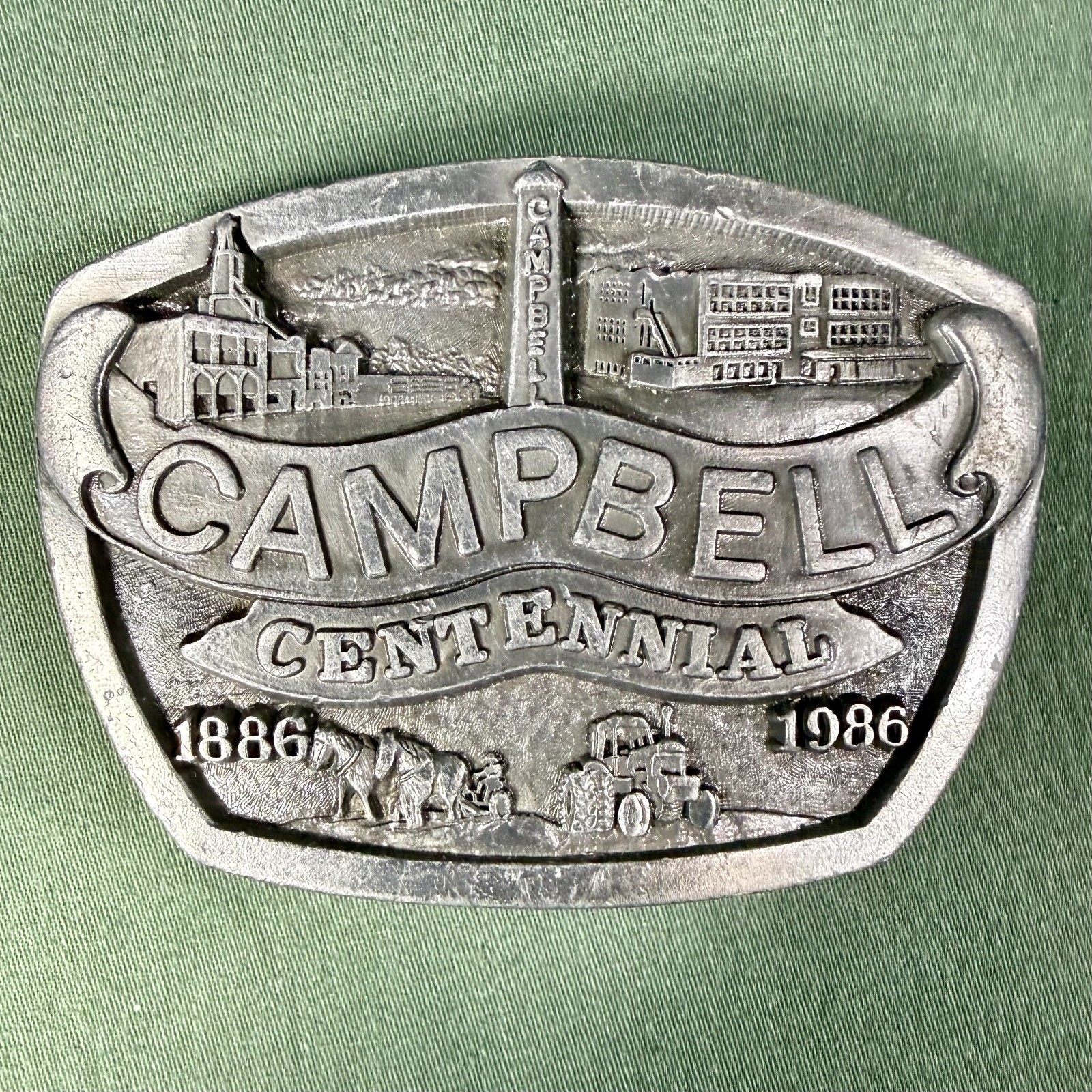 Campbell Nebraska Centennial Belt Buckle 1886–1986 Ltd Ed 200/500 Vintage