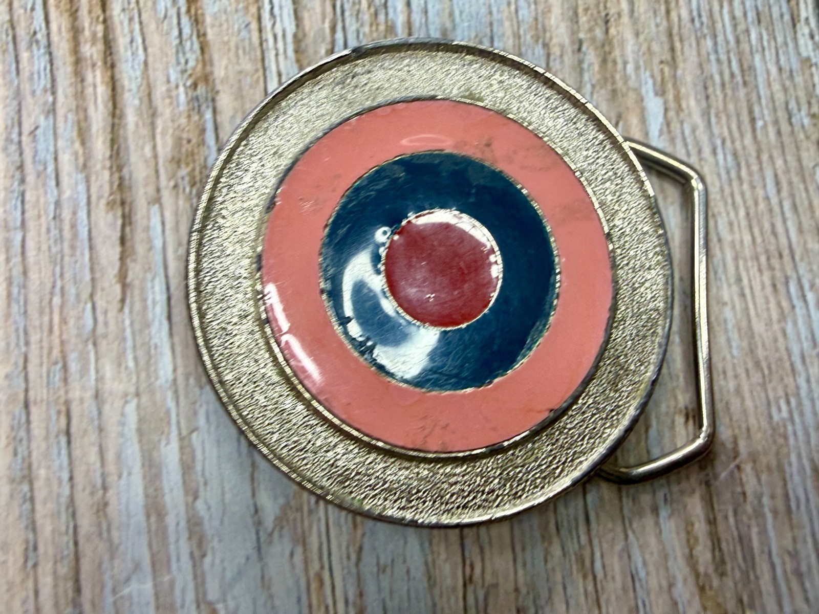Bulls Eye Round Multi-Color Enameled Target Style Pink Blue Belt Buckle