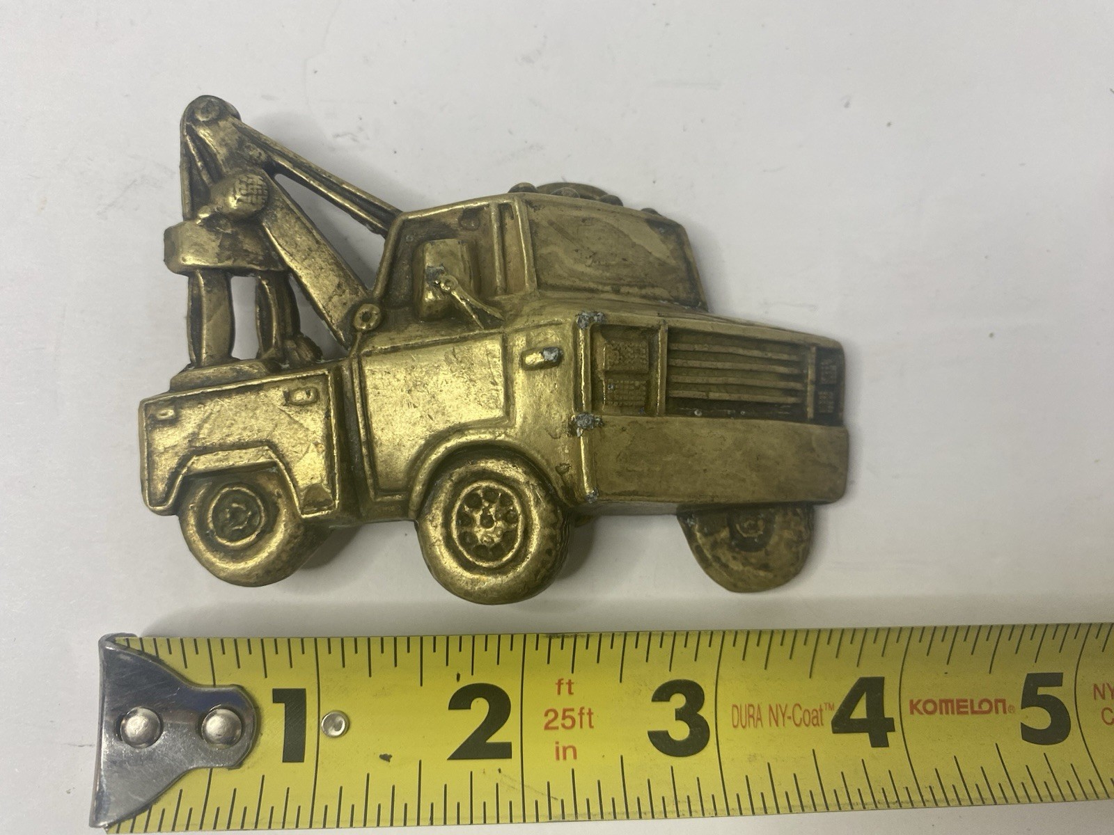1970s Brass Wrecker Tow Truck Belt Buckle Vintage Vehicle Equipment
