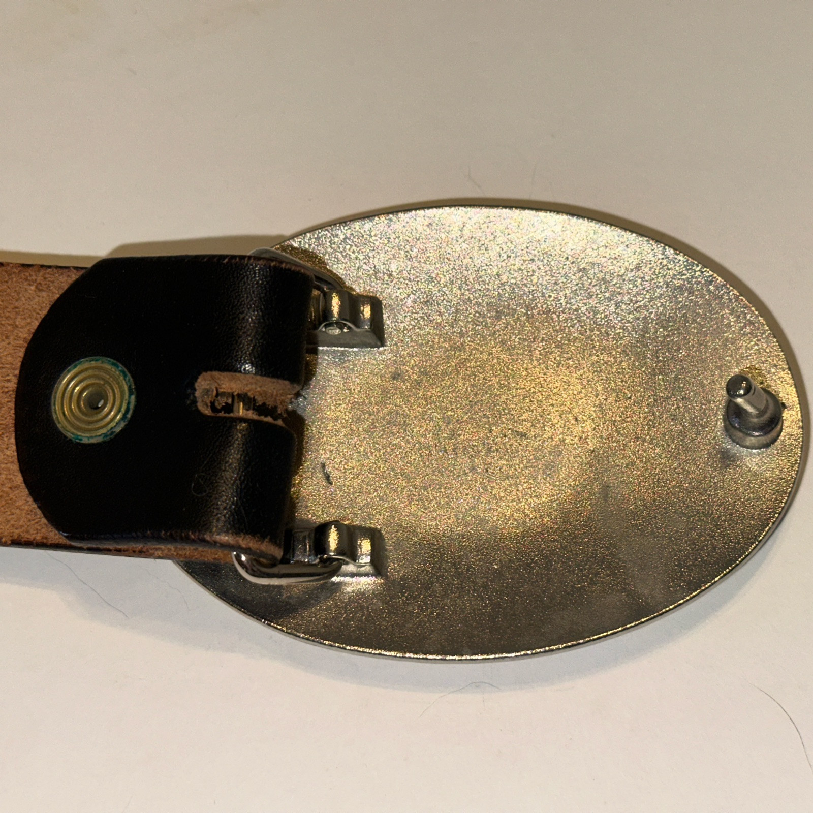 Tooled Leather Belt Size 30 Duck Hunting Crumrine Bronze Eagle Eye Gem Buckle