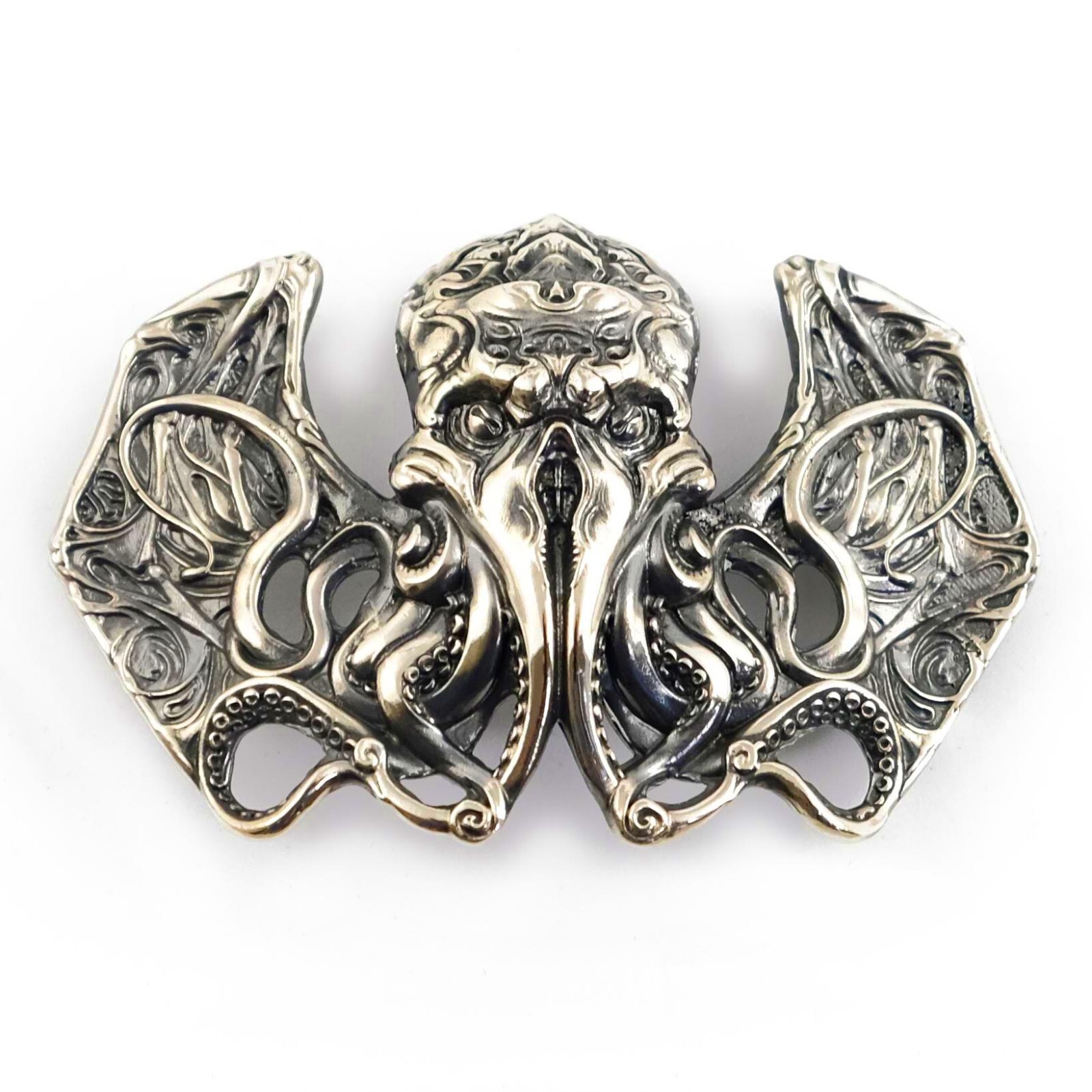 German silver belt buckle Cthulhu, Cthulhu Myths belt buckle, Skull buckle