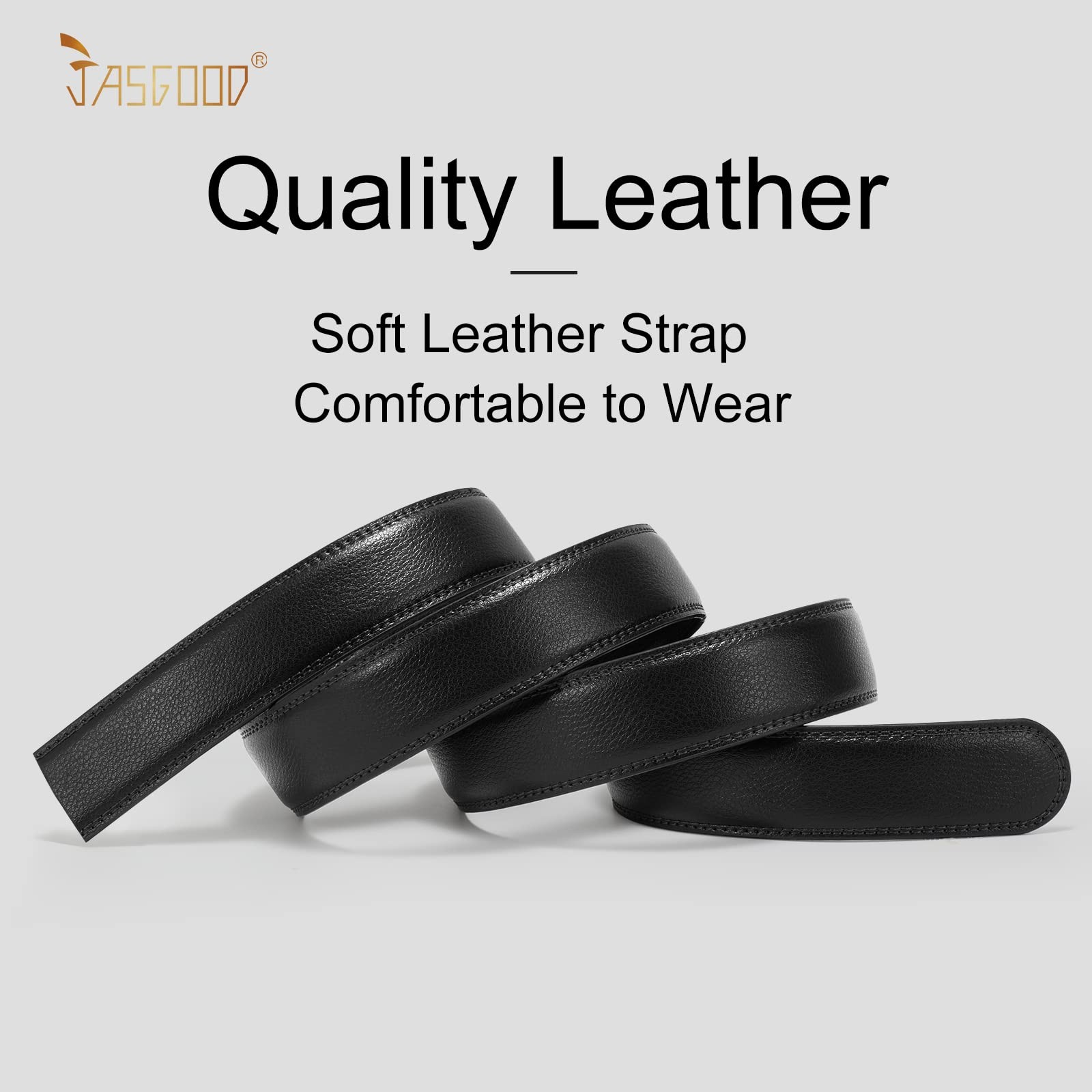 JASGOOD Ratchet Belt Replacement Strap 1 Suit Pant Size 44&Prime;-50&Prime;, A-black