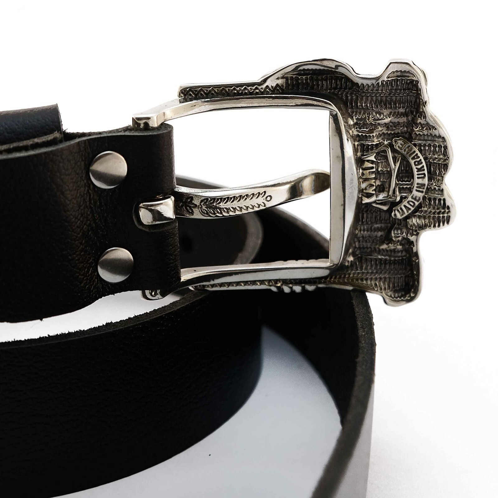 German silver skull belt buckle « Jolly Roger », Pin type Skeleton belt buckle
