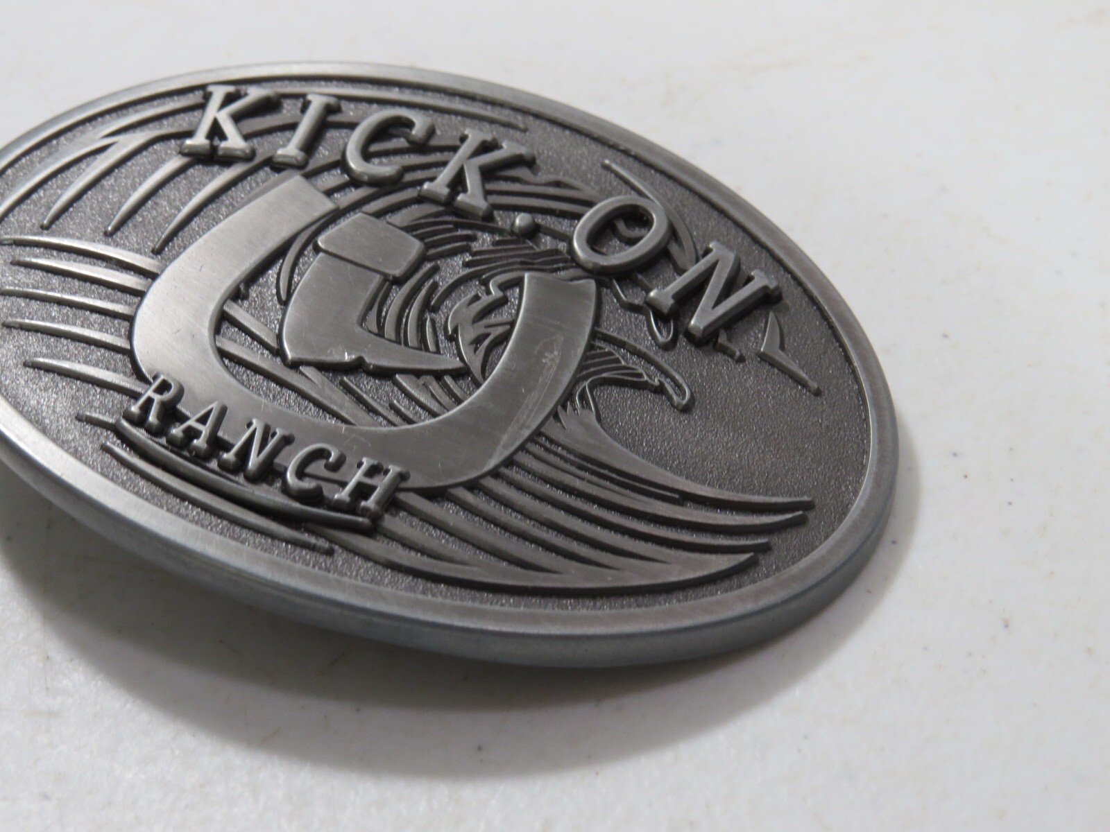 Kick On Ranch Large Western Belt Buckle Heavy 3.5 » x 2.5 »