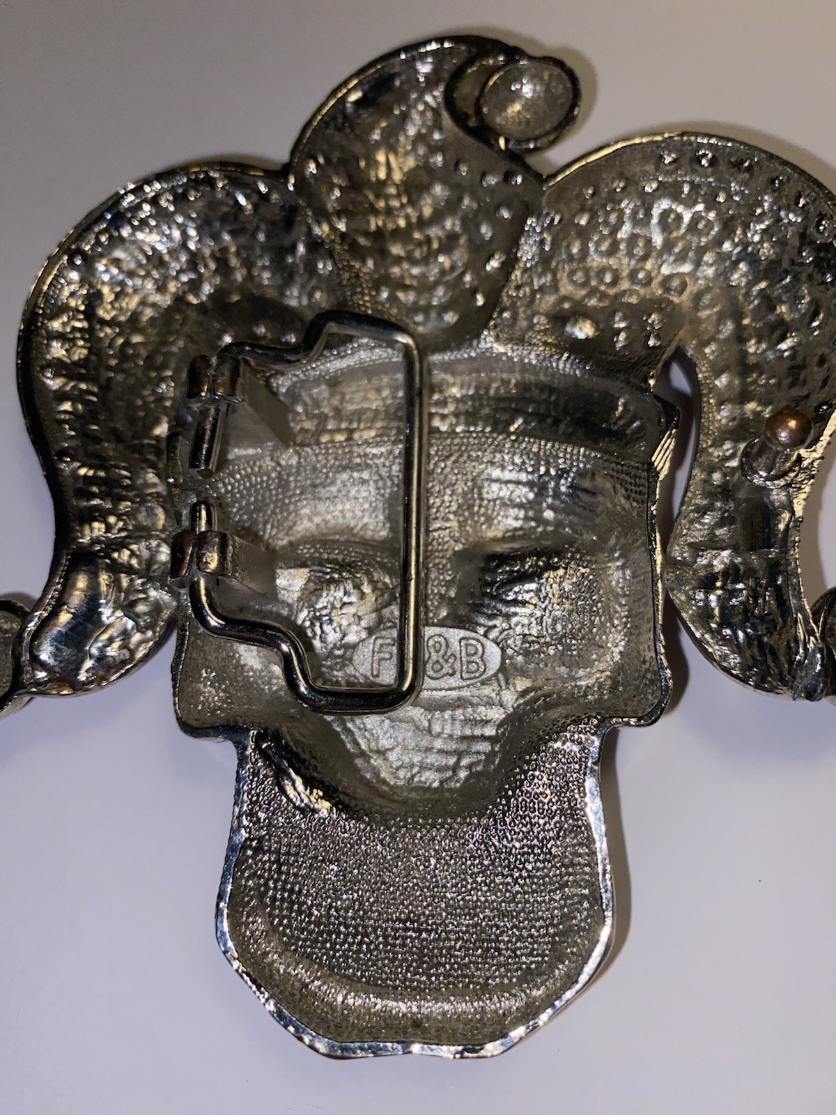 Iced Bling Skull Jester Belt Buckle Rhinestone Encrusted Jester Hat By FL&B.