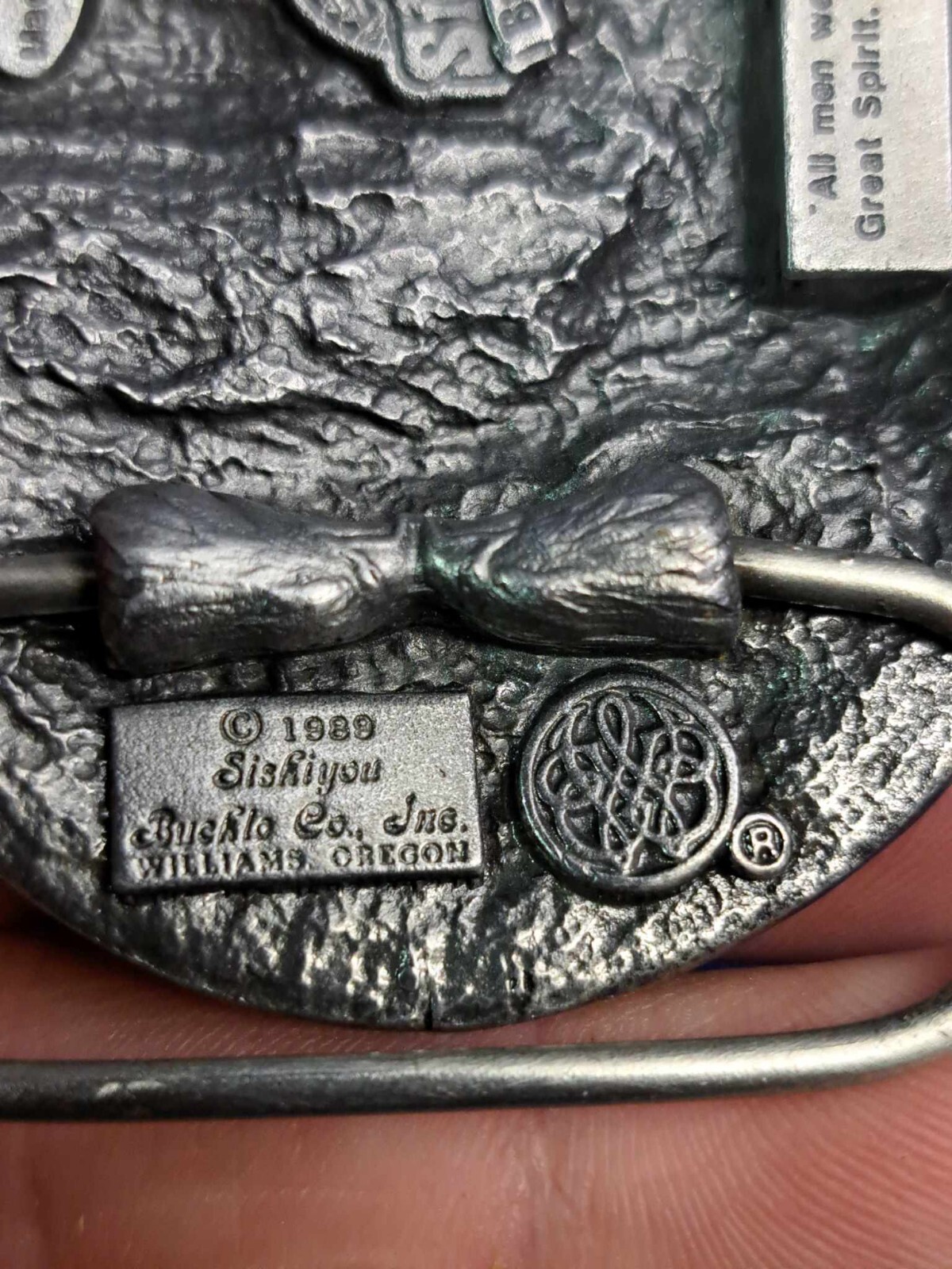Vintage 1989 Native American Eagle Belt Buckle Siskiyou Belt Co KG CR17 Western
