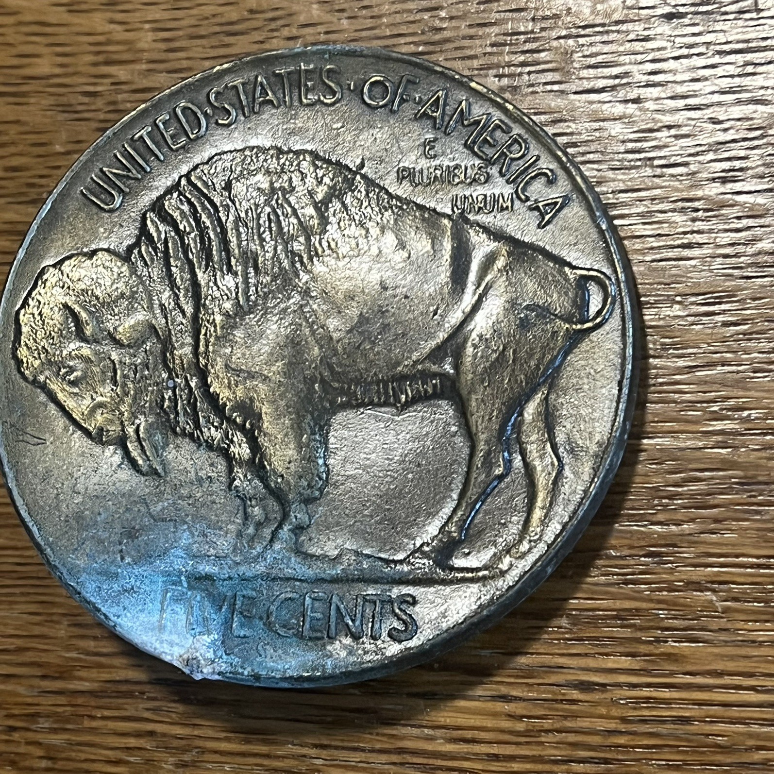 Lot of 2 VTG Buffalo 5 Cents Nickel Belt Buckle Silver Round USA 3&Prime; Diameter B13