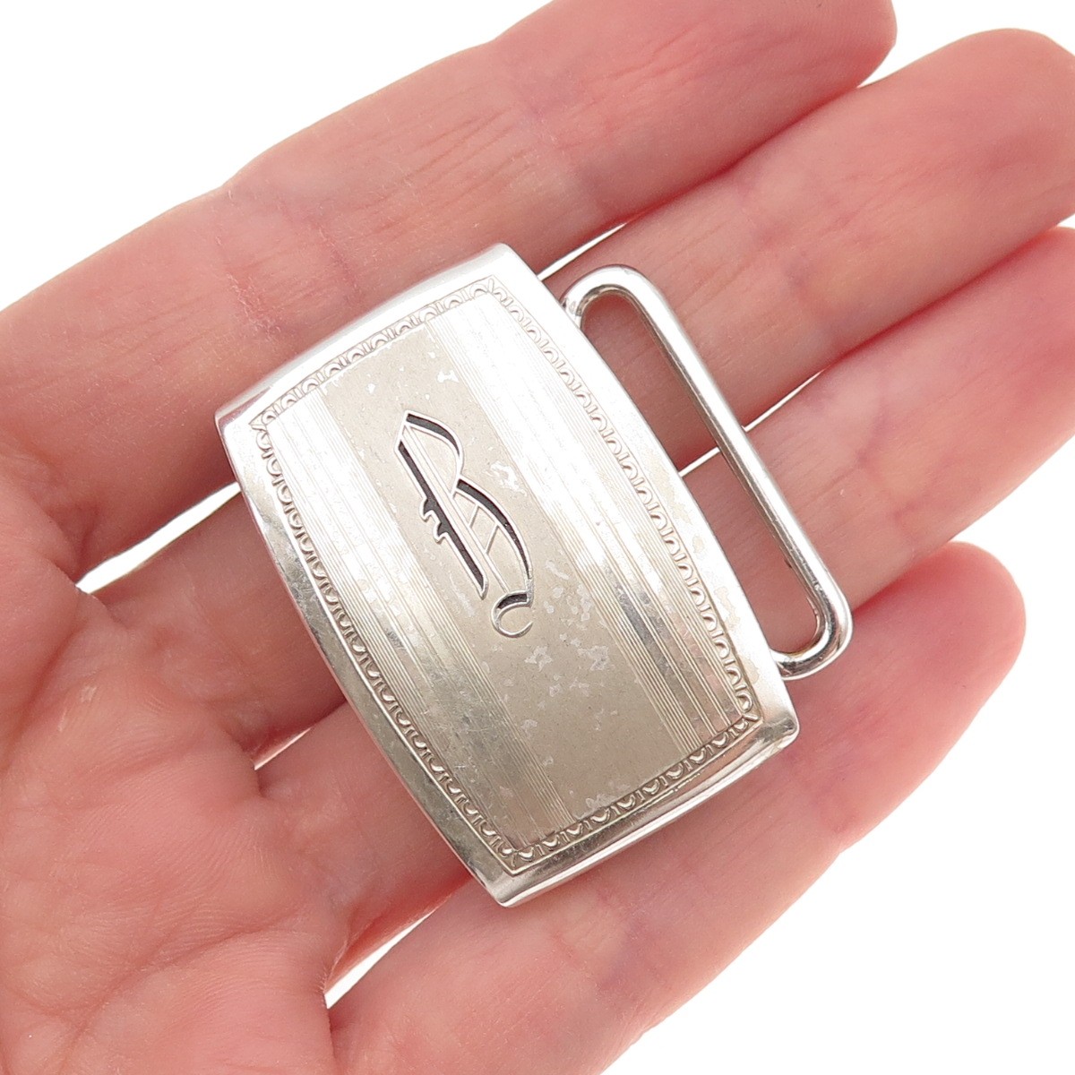 Hickok 925 Sterling Silver Antique Art Deco Letter B Initial Belt Buckle
