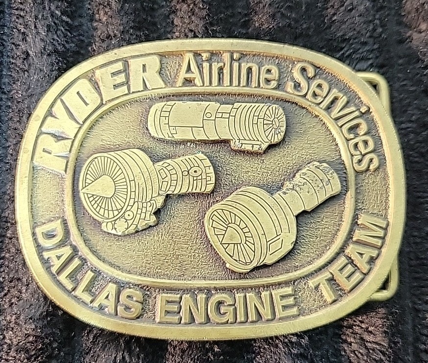 Ryder Airline Services Jet Engine Team Dallas TX Belt Buckle Aviation CD Hit USA